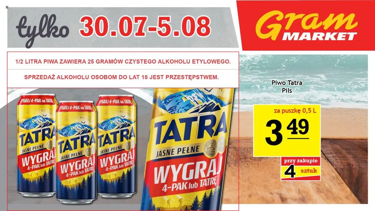 Gram Market Gazetka - Niesłychanie Niskie Ceny od 30.07.2025 | Strona: 1 | Produkty: Piwo