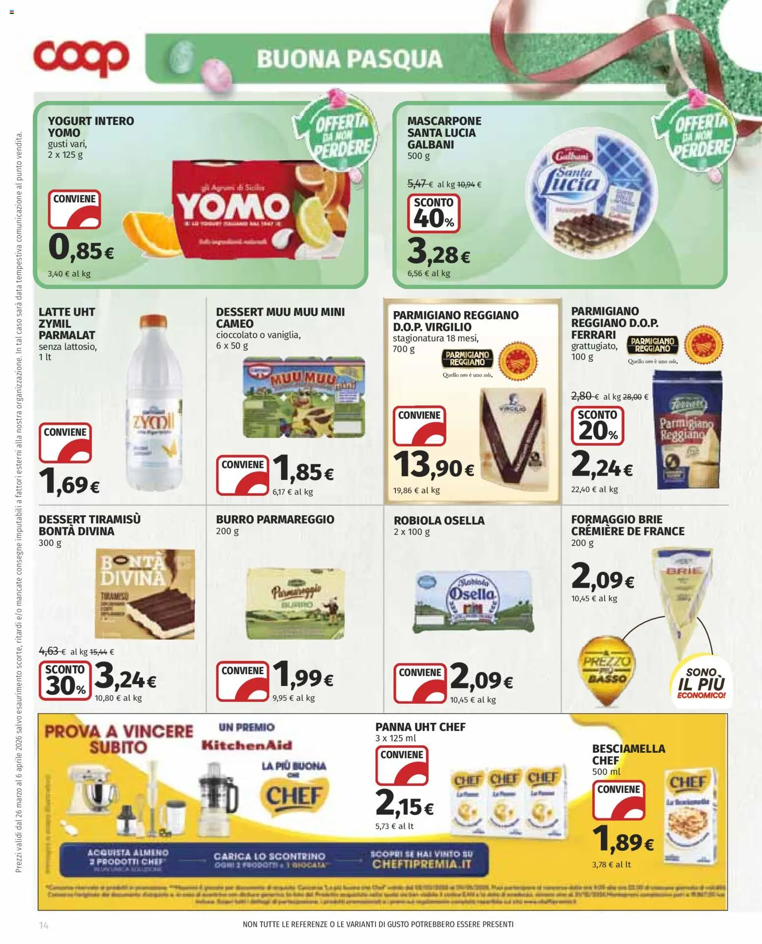 Volantino COOP del 26.03.2026 | Pagina: 14 | Prodotti: Yogurt, Panna, Latte, Mascarpone