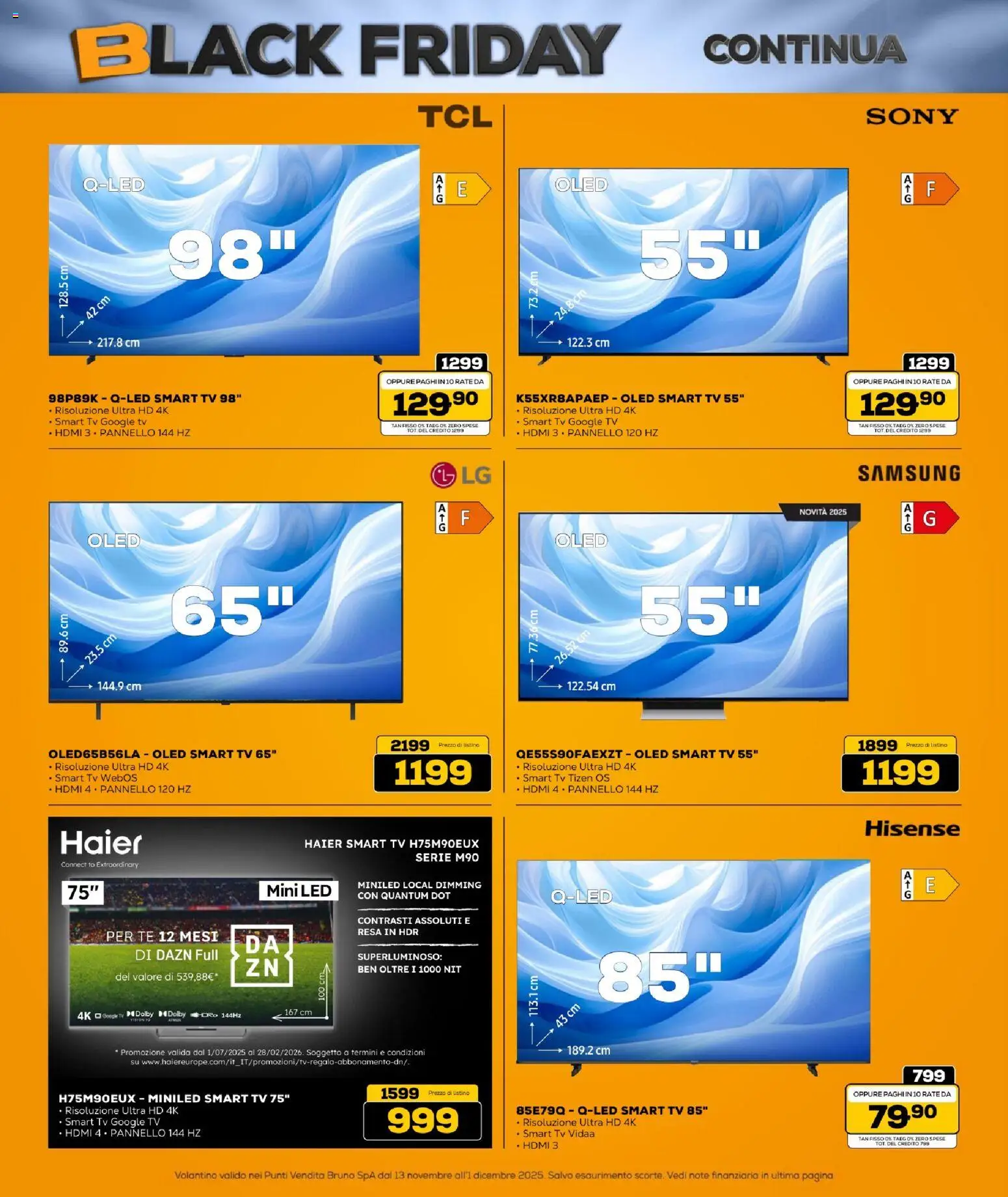 Volantino BRUNO del 13.11.2025 | Pagina: 26 | Prodotti: Tè, smart TV, TV, Samsung