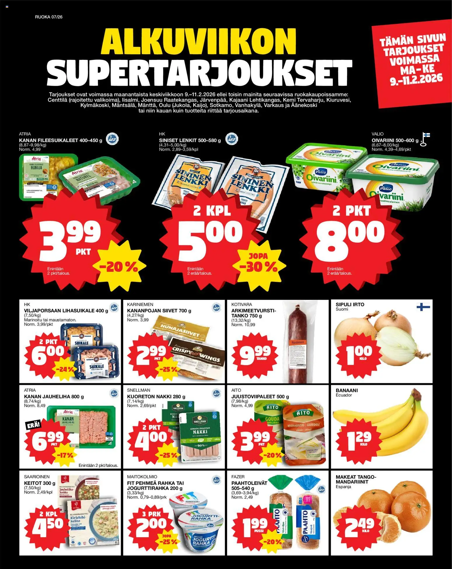 Tokmanni Ruokatarjoukset – voimassa 09.02.2026 alkaen | Sivu: 1