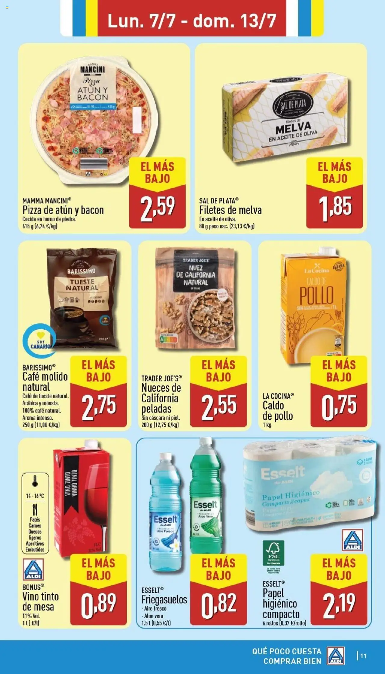 Aldi folleto Canarias │ válido desde el 07.07.2025 | Página: 11 | Productos: Aceite, Vino, Papel higienico, Cocina