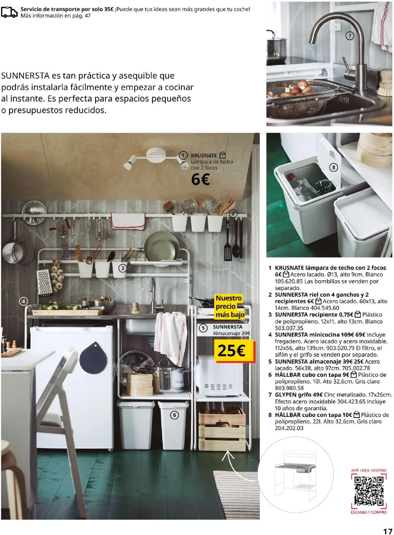 Catálogo IKEA Precios bajos.  │ válido desde el 01.09.2025 | Página: 17 | Productos: Lámpara de techo, Cubo con tapa, Almacenaje, Lámpara