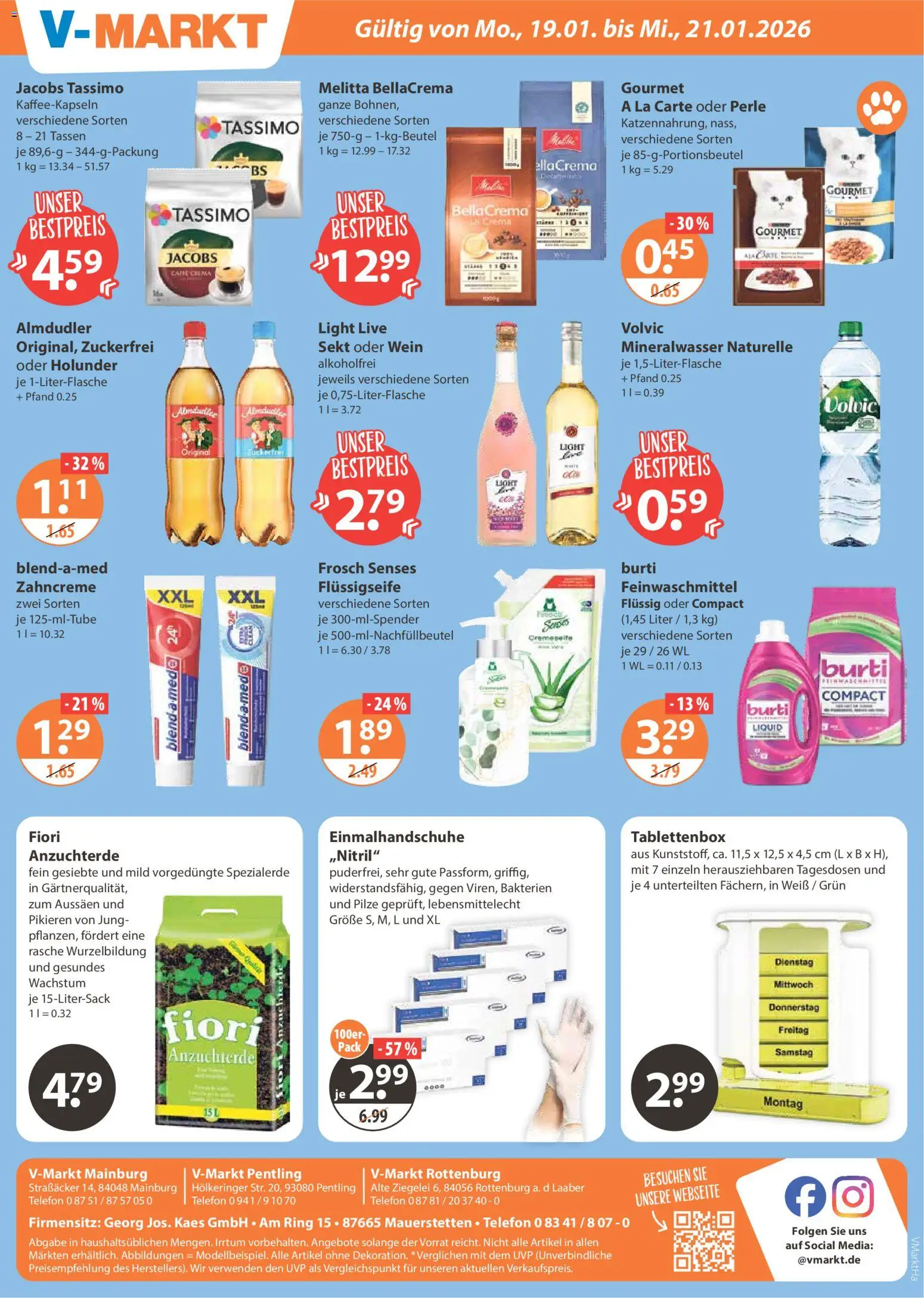 V-Markt - Hallertau / Oberpfalz – gültig ab 15.01.2026 | Seite: 20 | Produkte: Mineralwasser, Volvic, Tassimo, Telefon