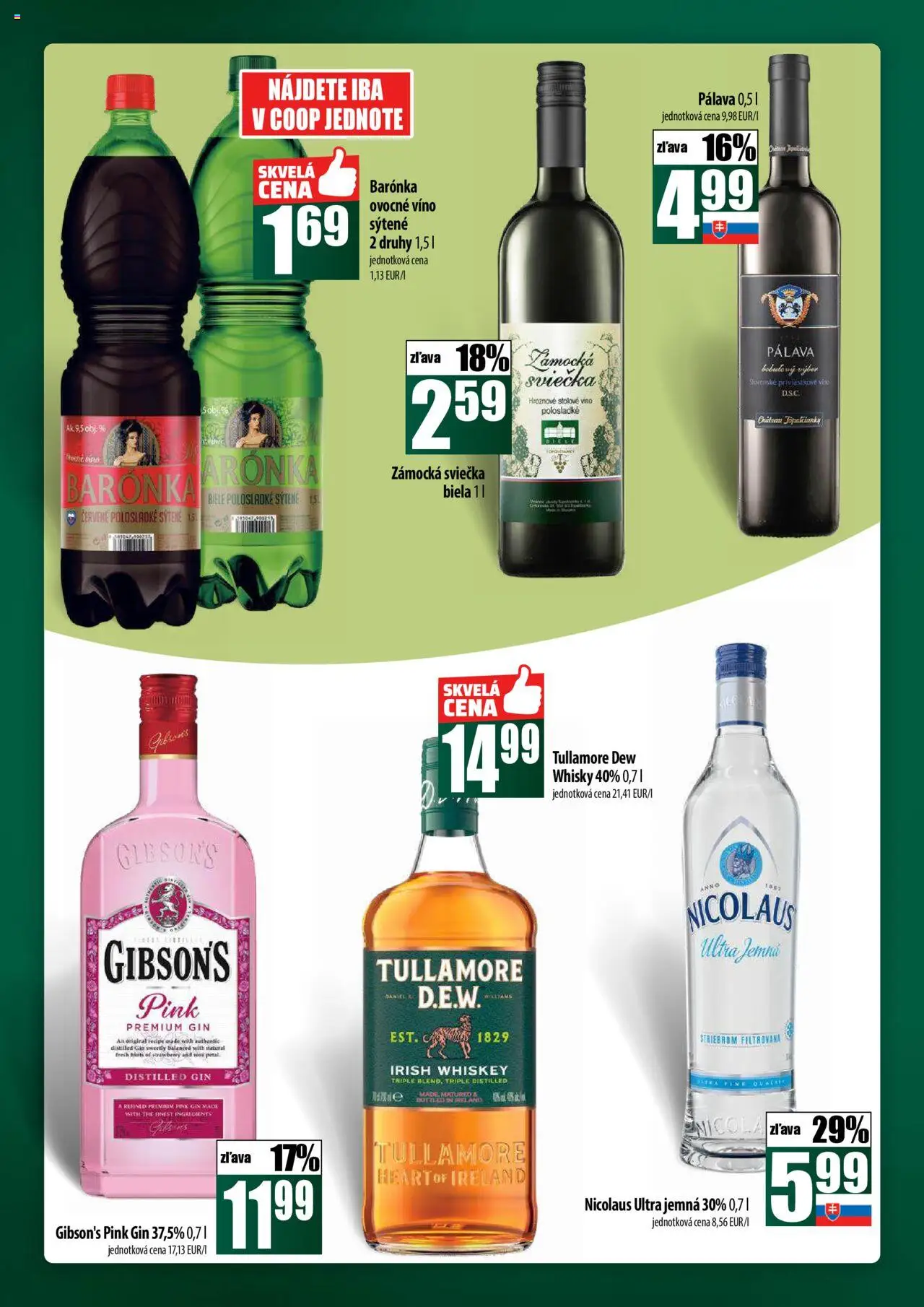 Nové COOP Jednota akcie – leták je platný od 04.09.2025 | Strana: 56 | Produkty: Víno, Gin, Whisky, Tullamore Dew