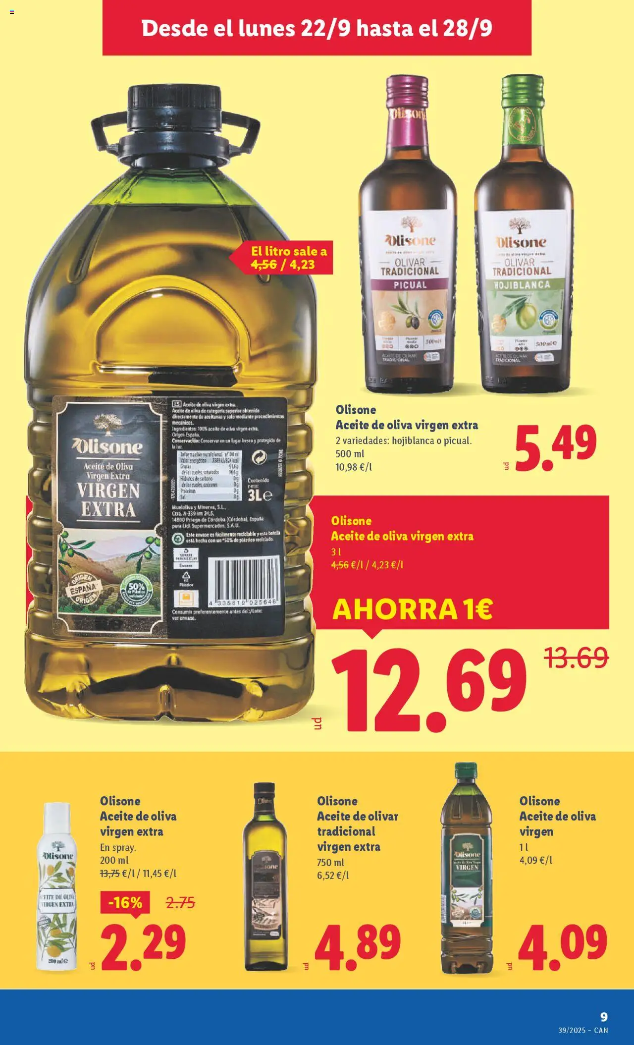 Lidl - Canarias │ válido desde el 22.09.2025 | Página: 9 | Productos: Κρεμάστρα, Aceite, Aceite de oliva, Aceite de oliva virgen extra