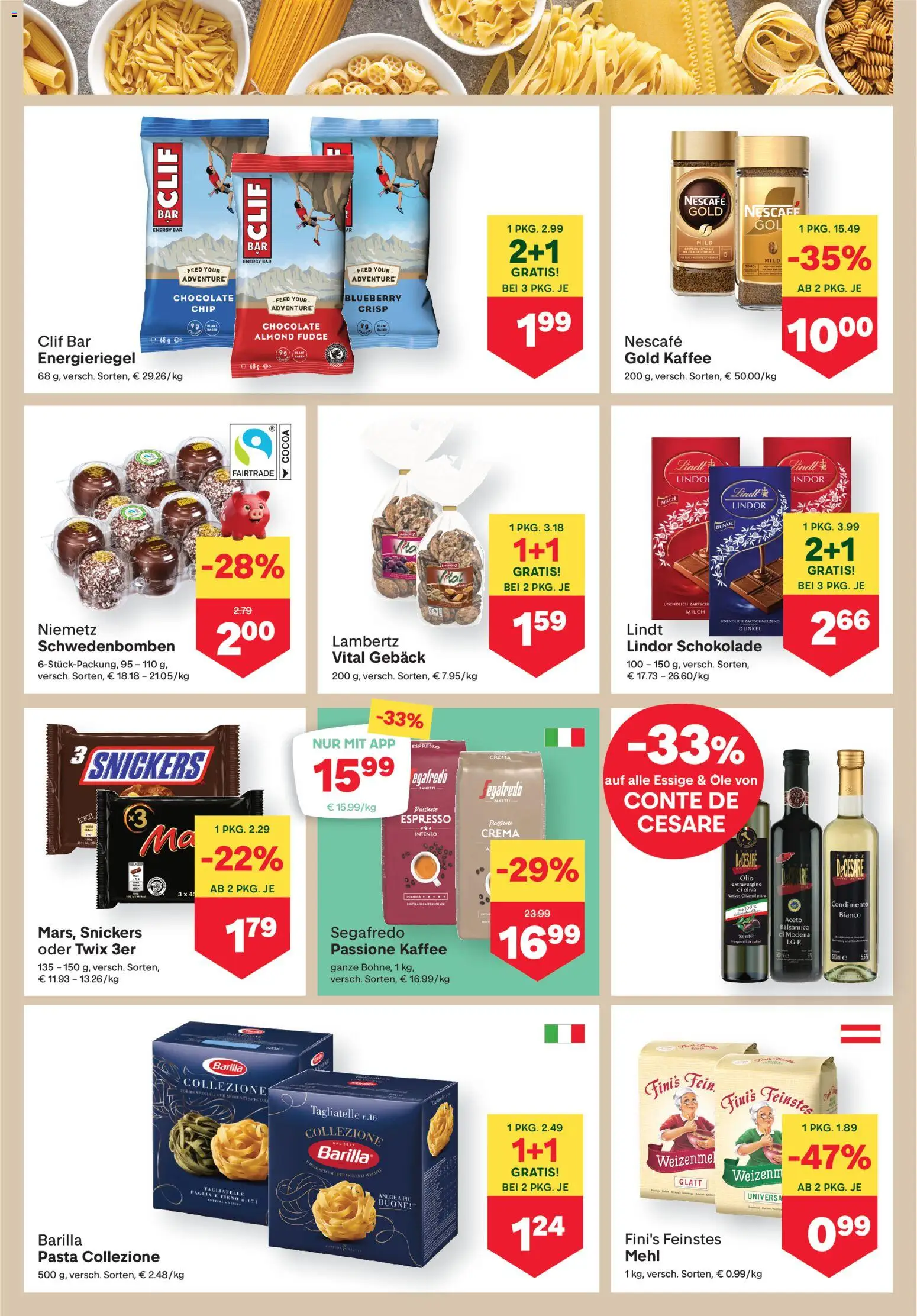 MPREIS Flugblatt gültig ab 22.01.2026 | Seite: 6 | Produkte: Pasta, Milch, Kaffee, Schokolade