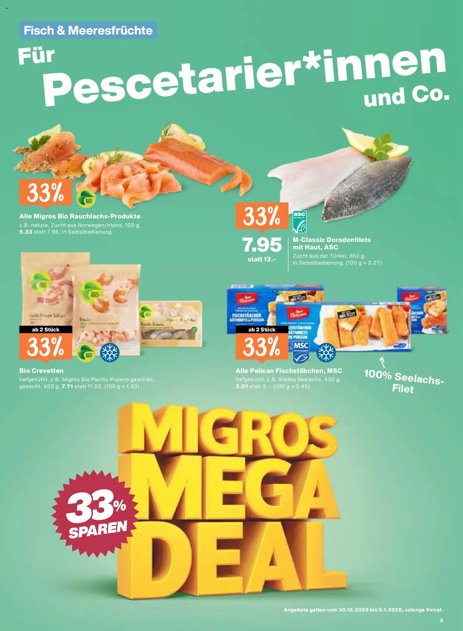 Migros Aktionen – gültig ab 30.12.2025 | Seite: 5 | Produkte: Fisch, Meeresfrüchte
