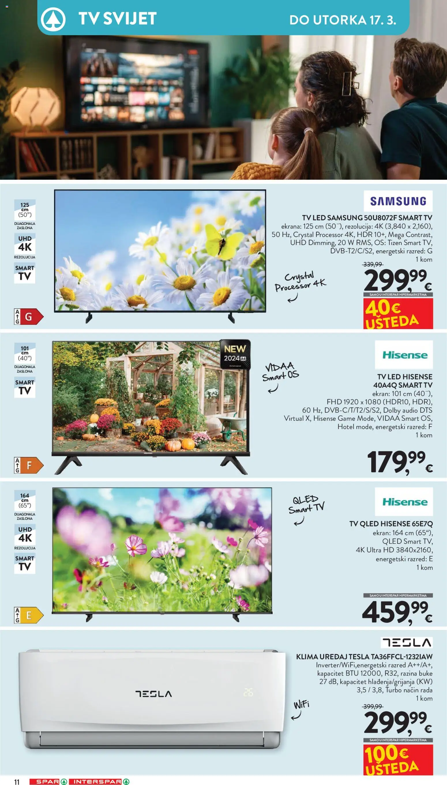 Interspar katalog | vrijedi od 18.02.2026 | Stranica: 11 | Proizvodi: Klima uređaj, Smart TV, Tv, Audio