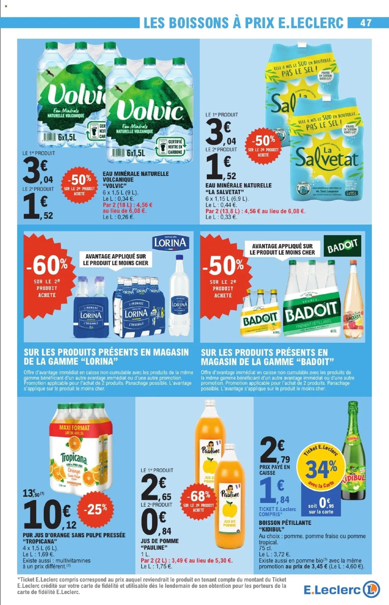 {H1} | Page: 47 | Produits: Volvic, Limonade, Sel, Volvic eau minerale naturelle