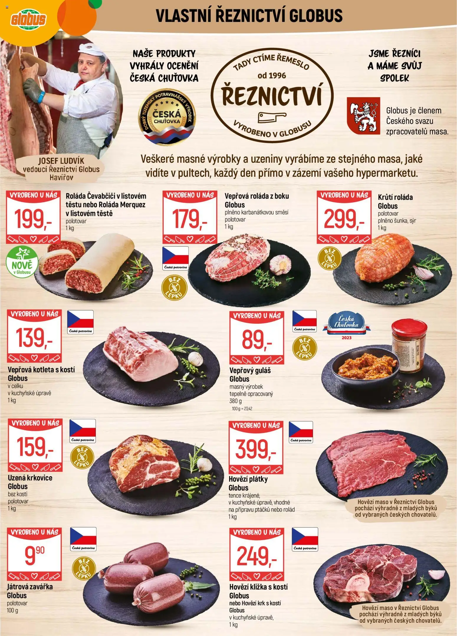 Globus leták - Havířov od 04.02.2026 | Strana: 5 | Produkty: Globus, Uzeniny, Vepřová kotleta, Krkovice
