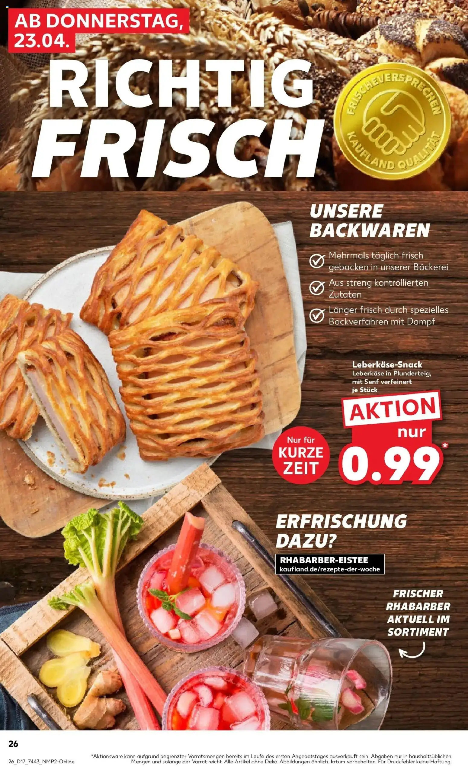 Kaufland Prospekt Biedenkopf	 – gültig ab 23.04.2026 | Seite: 26 | Produkte: Bäckerei, Rhabarber, Leberkase