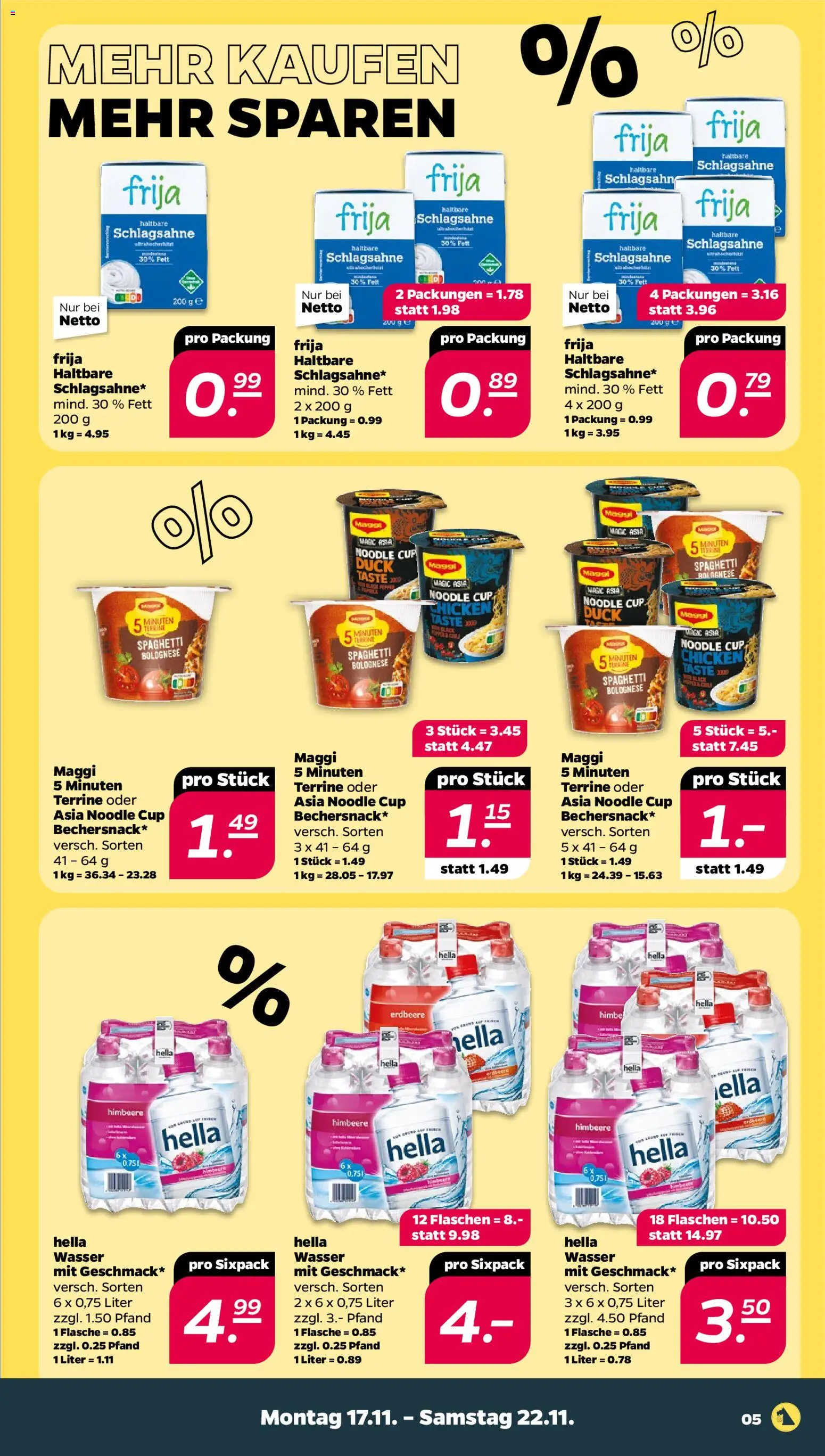 Netto Prospekt 	 – gültig ab 17.11.2025 | Seite: 5 | Produkte: Maggi, Schlagsahne, Hella, Himbeere
