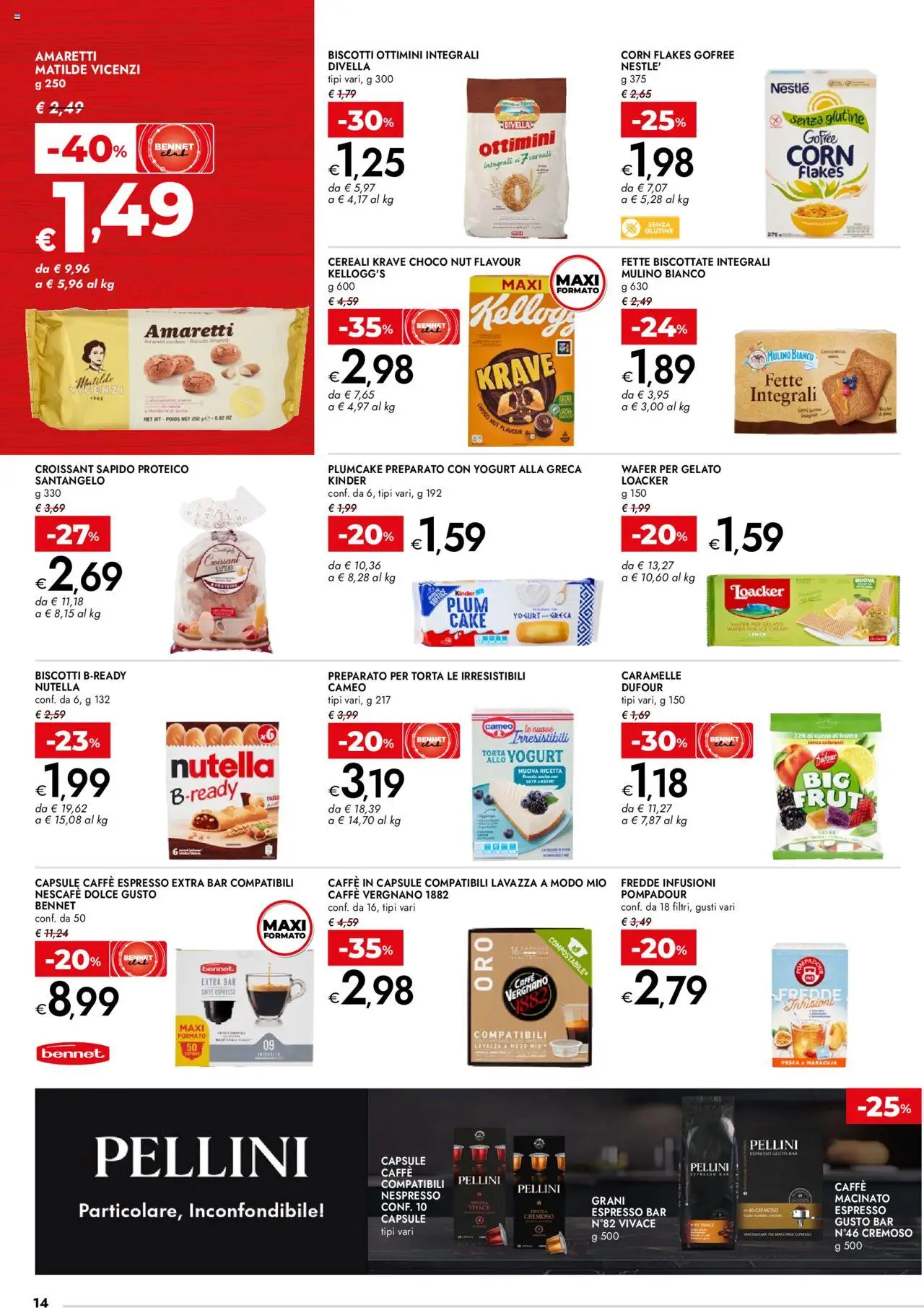 Volantino bennet del 31.07.2025 | Pagina: 14 | Prodotti: Succo, Biscotti, Croissant, Fette biscottate