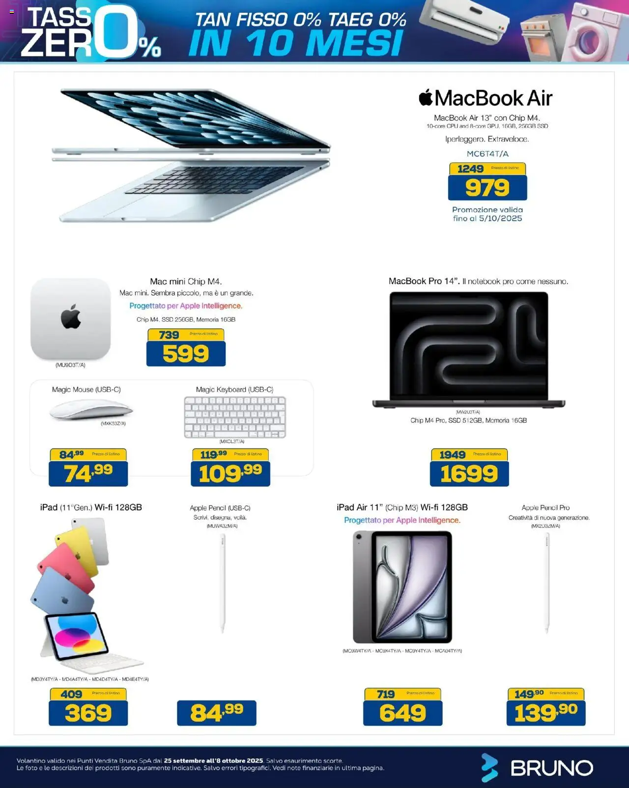 Volantino BRUNO del 25.09.2025 | Pagina: 10 | Prodotti: Notebook, Macbook air, Mouse, Ipad