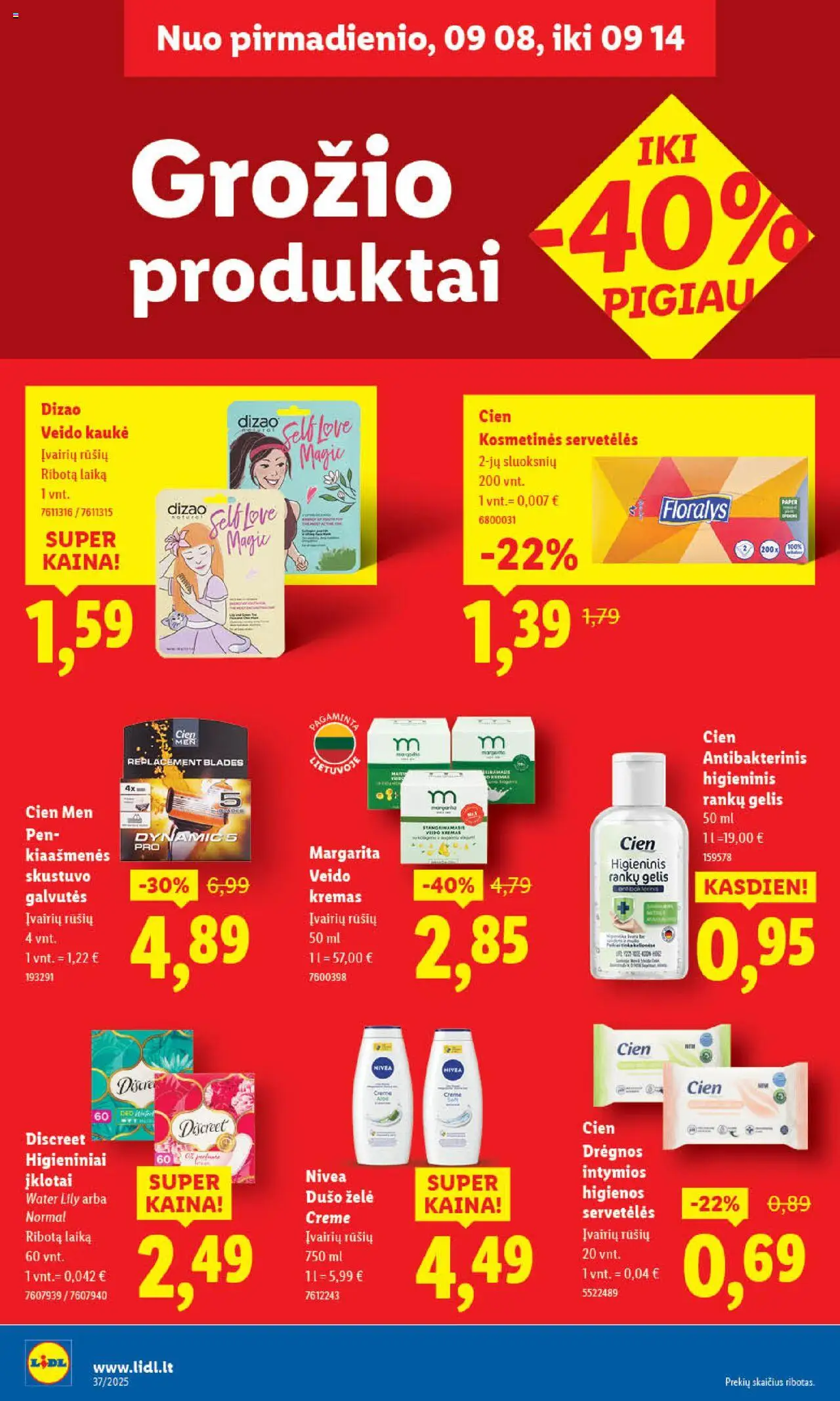 LIDL akcijos nuo 08.09.2025 | Puslapis: 36 | Prekių: Kremas, Kaukė, Dušo želė, Veido kaukė