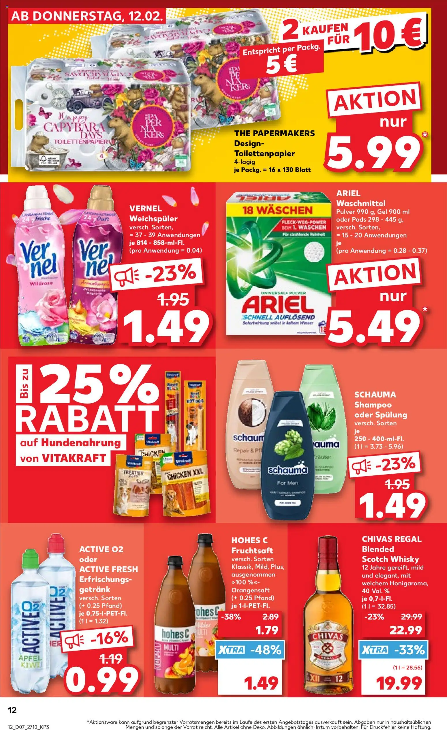 Kaufland prospekt Zeitz	 – gültig ab 12.02.2026 | Seite: 12 | Produkte: Regal, Shampoo, Wasser, Waschmittel