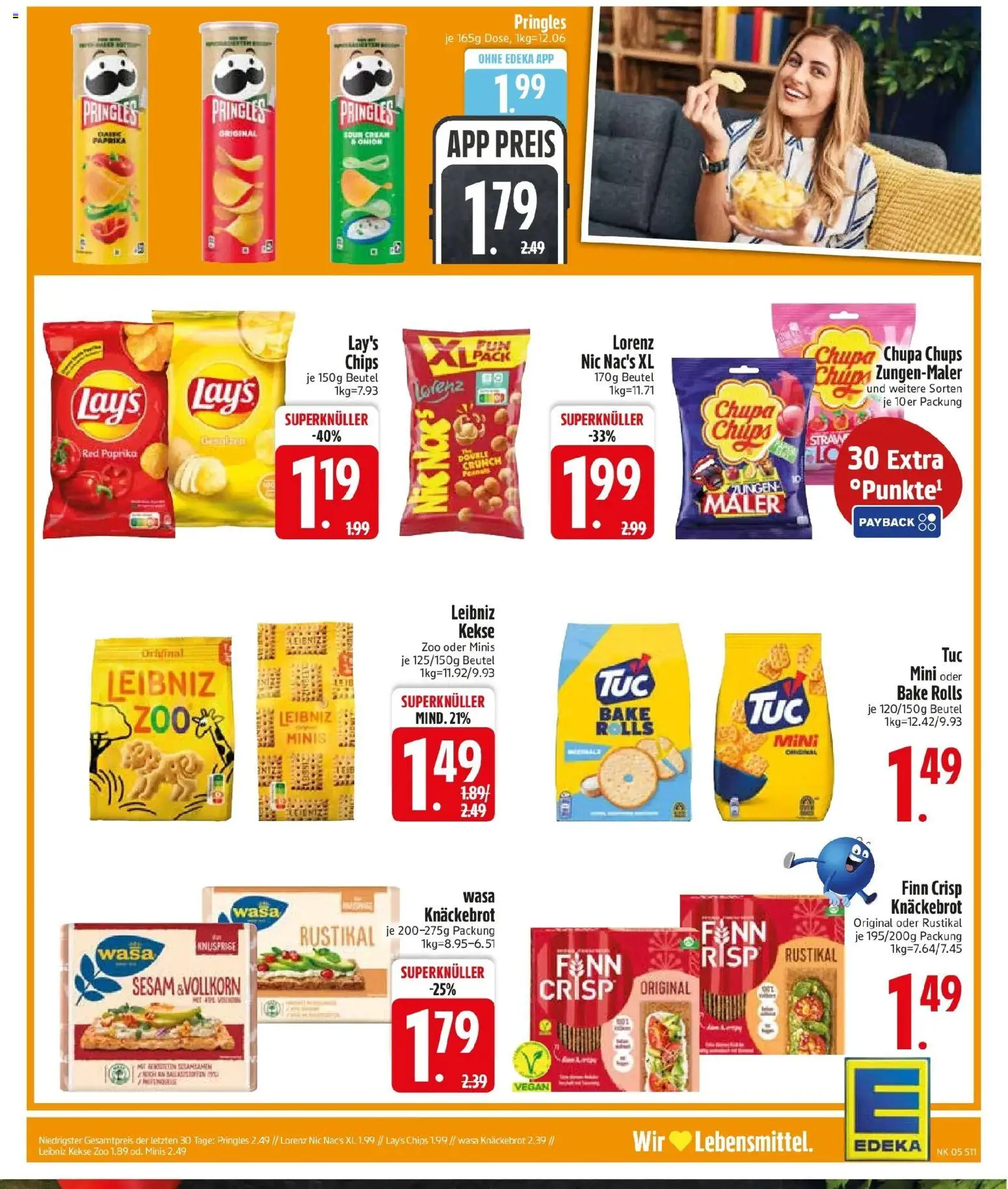 Edeka prospekt Altomünster	 (ab 26.01.2026) » Angebote Online | Seite: 13 | Produkte: Paprika, Wasa knackebrot, Chips, Kekse