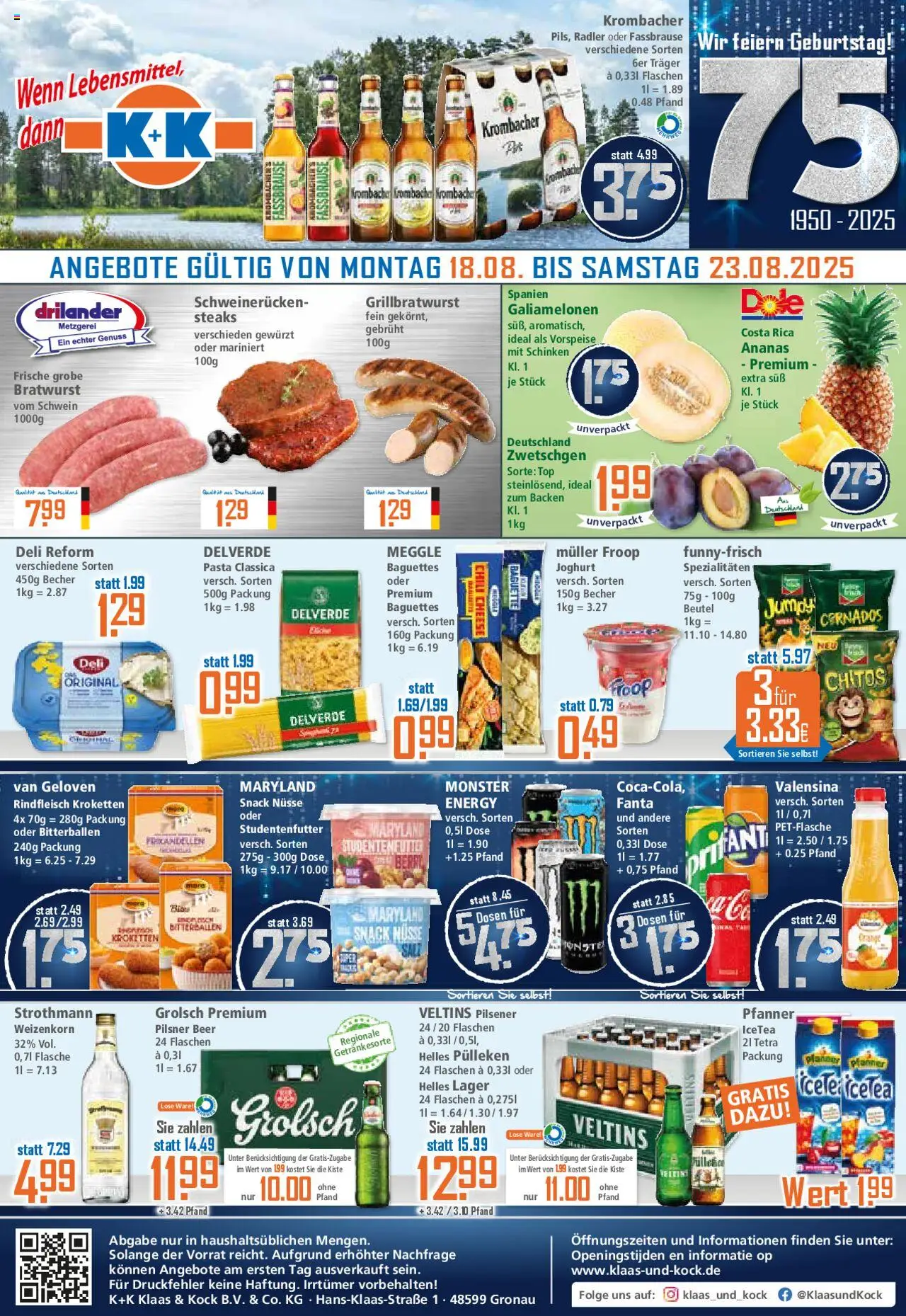 Klaas & Kock Prospekt 	 - gültig ab dem 18.08.2025 | Seite: 1 | Produkte: Helles pulleken, Energy, Chili, Schweinerucken