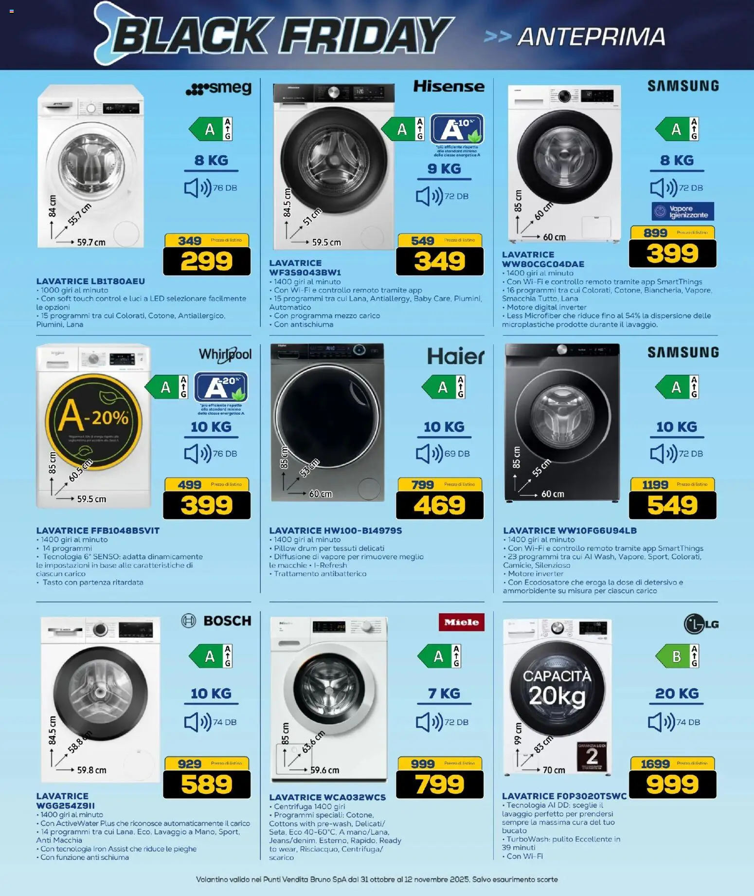 Volantino BRUNO del 31.10.2025 | Pagina: 15 | Prodotti: Centrifuga, Lavatrice, Miele, Samsung