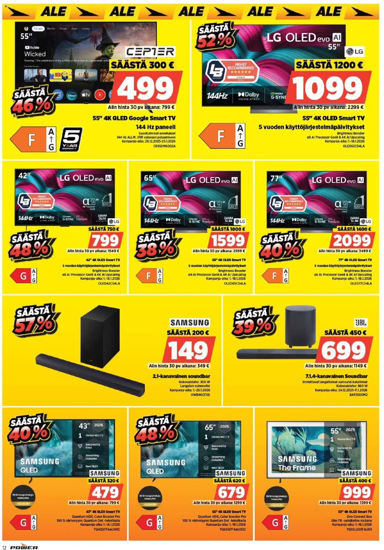 Power tarjoukset – voimassa 05.01.2026 alkaen | Sivu: 14 | Tuotteet: Soundbar, TV