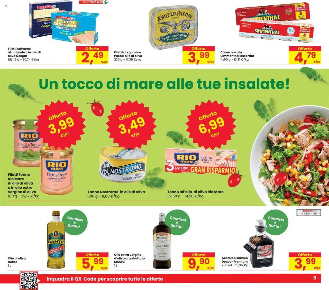 Volantino Eurospar del 26.06.2025 | Pagina: 9 | Prodotti: Tonno, Olio extra vergine, Sgombro, Olio di Oliva