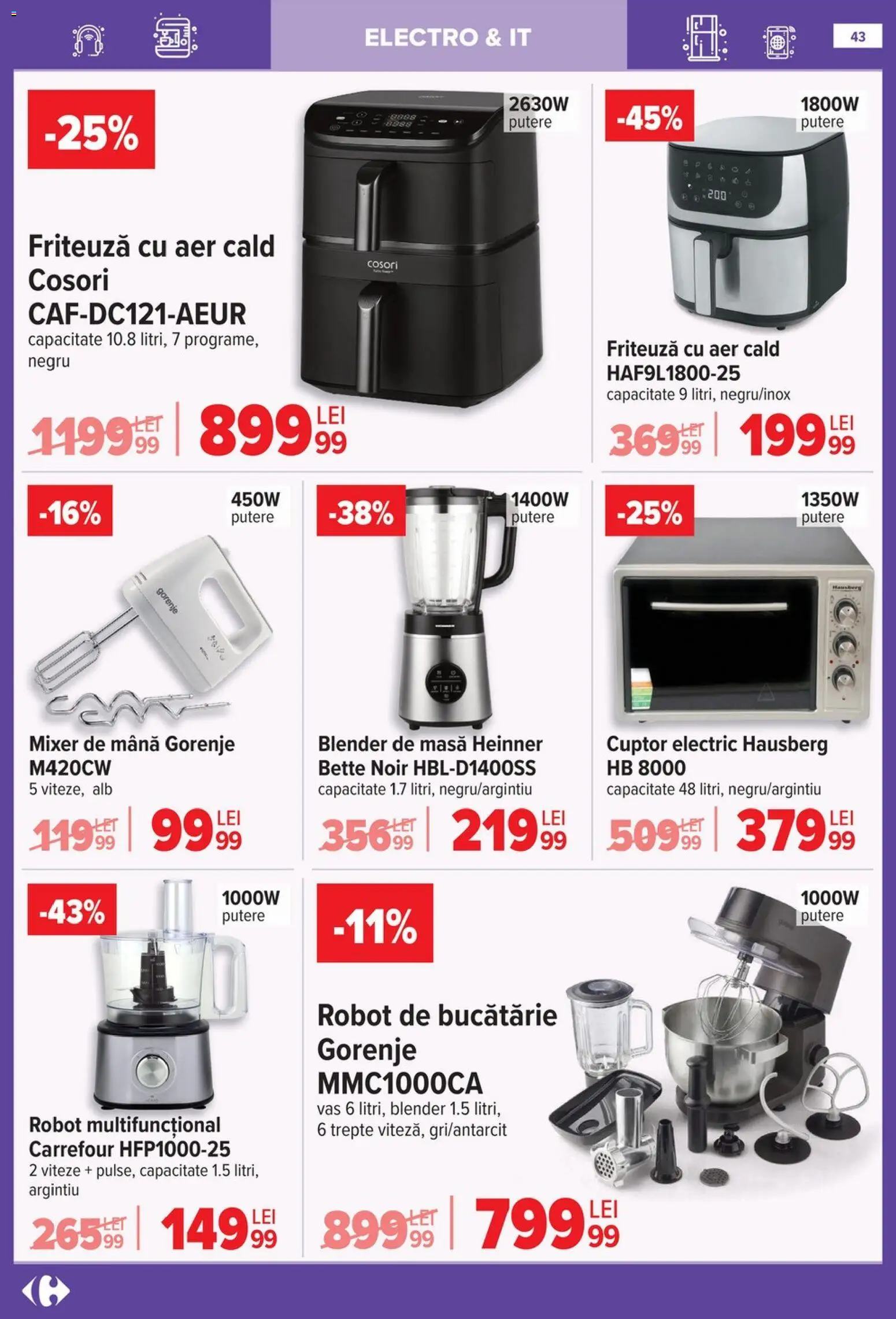 Noul catalog Carrefour – valabil de la 14.01.2026 | Pagină: 43 | Produse: Robot de bucătarie, Blender, Ginseng, Friteuză