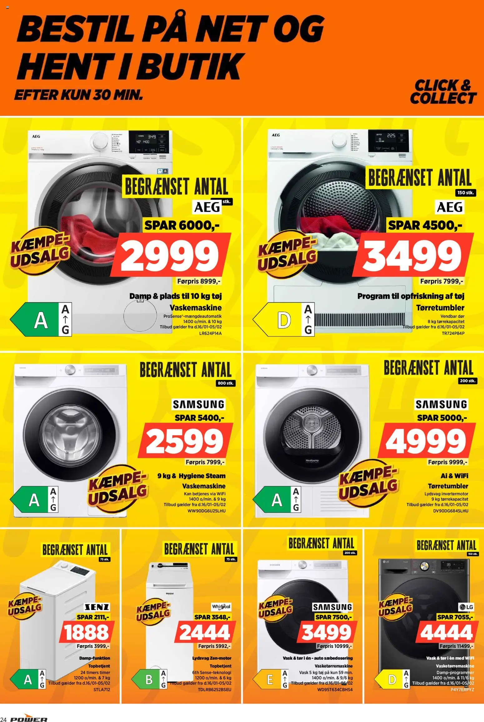 Power tilbudsavis – gyldig fra 16.01.2026 | Side: 24 | Produkter: Æg, Vaskemaskine, Tørretumbler, Tøj
