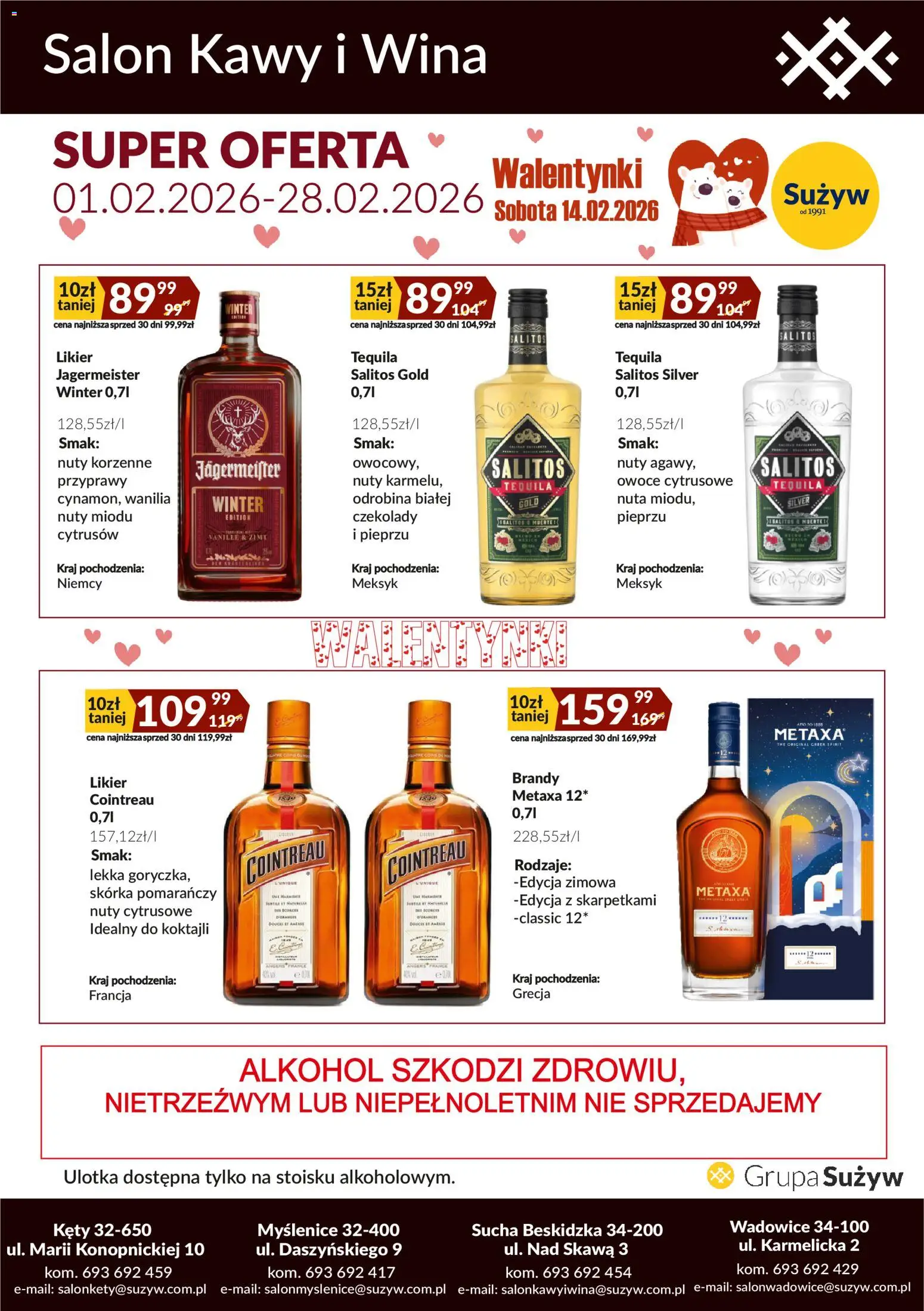 Sużyw Gazetka - Salon kawy i wina od 01.02.2026 | Strona: 1 | Produkty: Cointreau, Tequila, Przyprawy, Owoce