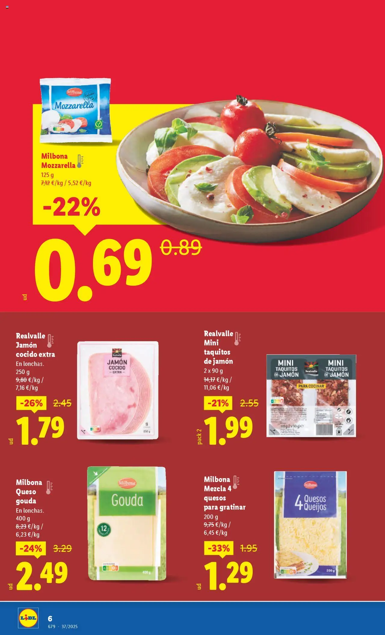 Lidl Atarfe │ válido desde el 12.09.2025 | Página: 6 | Productos: Queso, Jamón, Jamón cocido, Queso Gouda