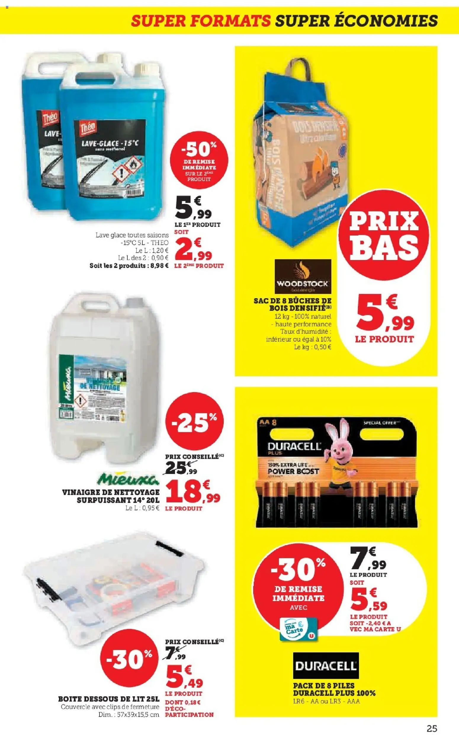 {H1} | Page: 25 | Produits: Sac, Lit, Vinaigre, Piles