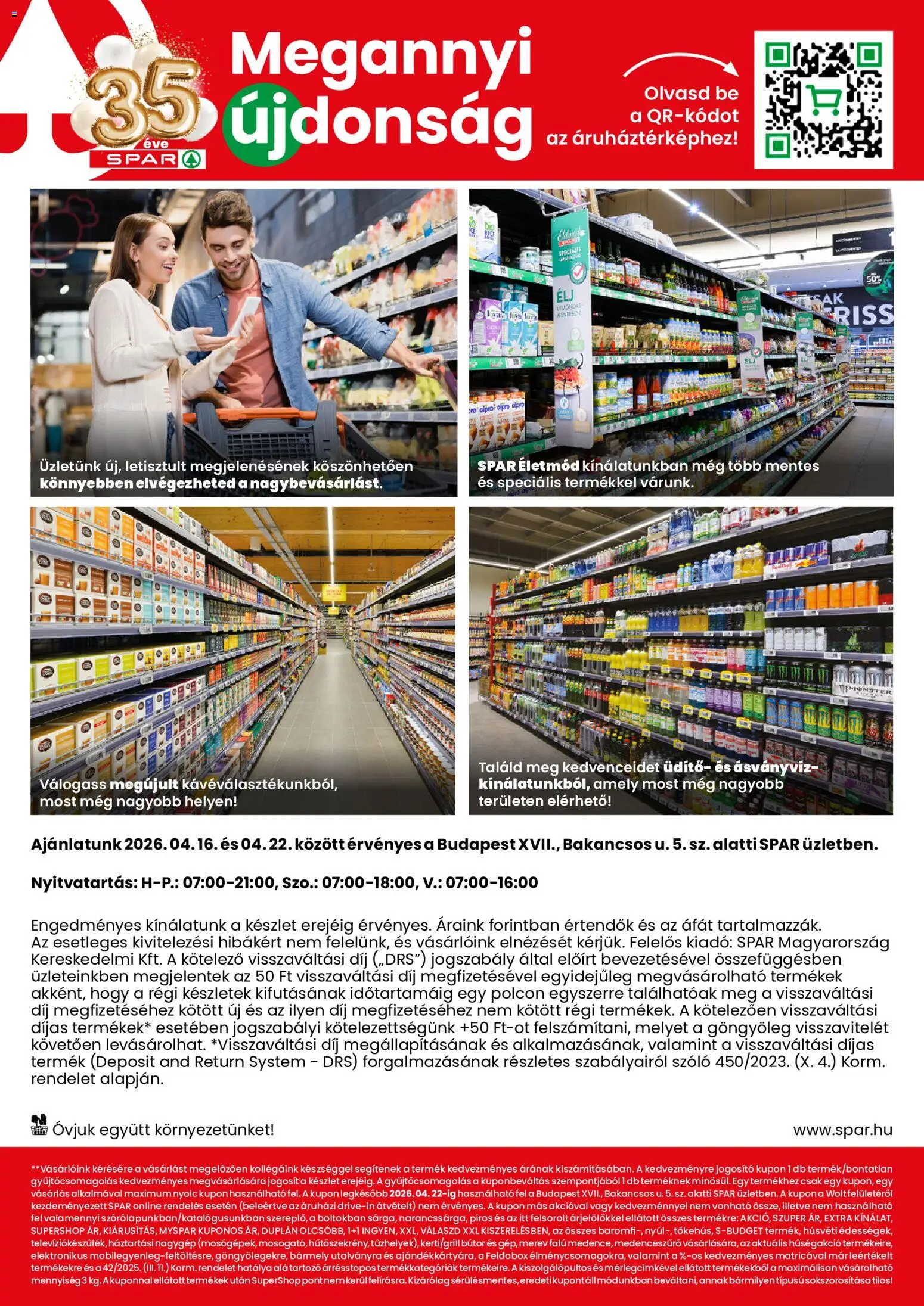 Spar akciós ujság - amely érvényes a következő dátumtól: 16.04.2026 | Oldal: 2 | Termékek: Szőlő, Alpro, Bútor, Ásványvíz
