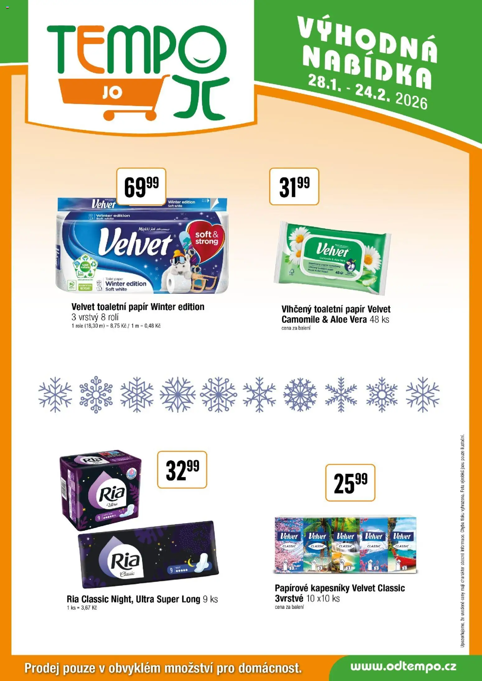 Tempo leták - JO od 28.01.2026 | Strana: 8 | Produkty: Toaletní papír, Papírové kapesníky, Velvet, Aloe vera