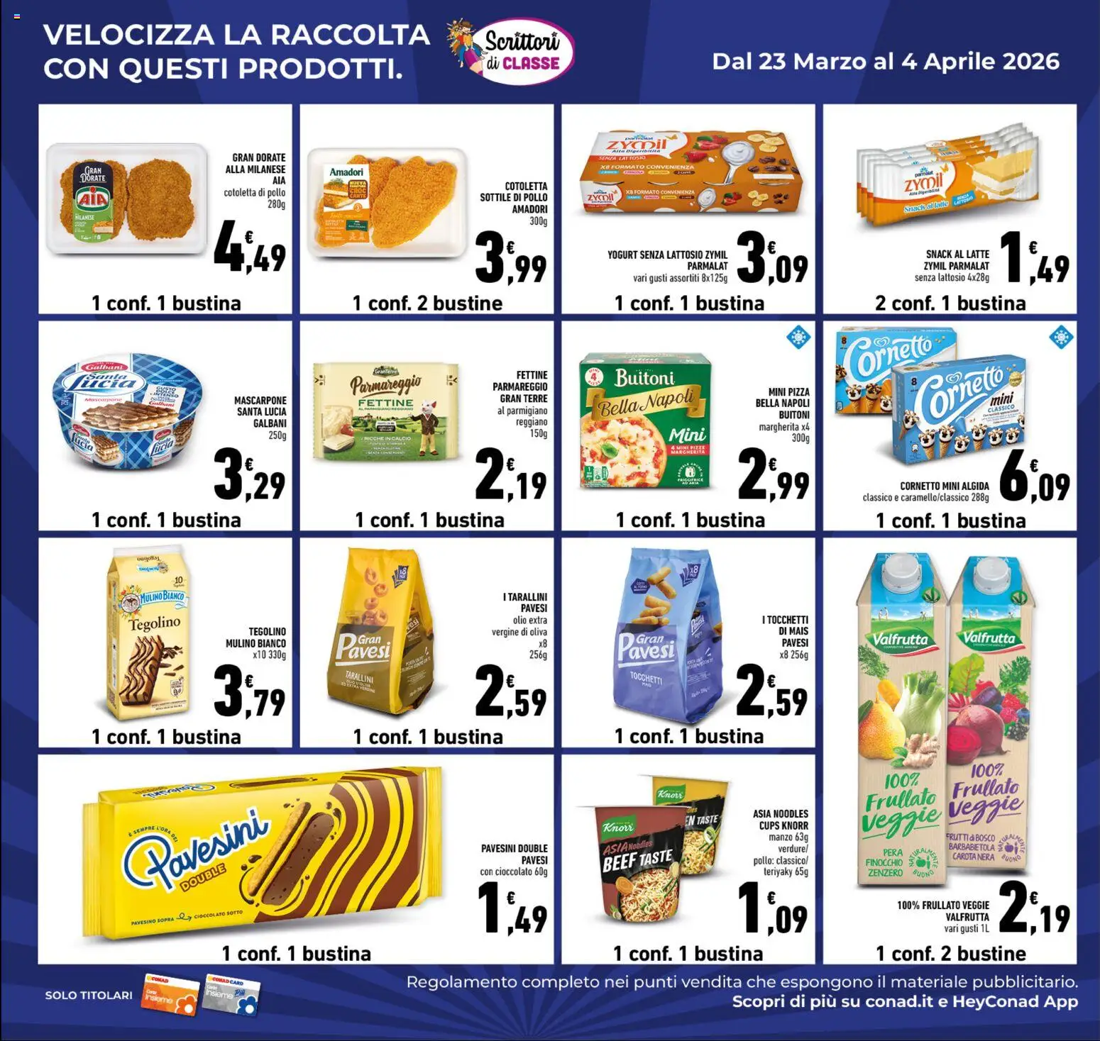 Volantino Conad del 25.03.2026 | Pagina: 26 | Prodotti: Yogurt, Cornetto, Verdure, Mascarpone
