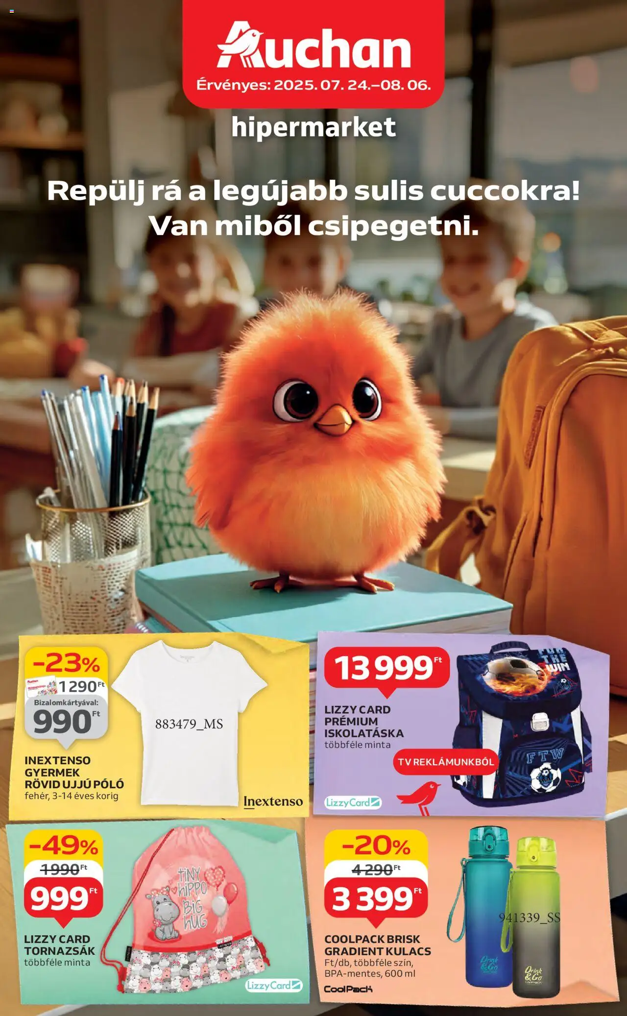 Auchan akciós ujság - amely érvényes a következő dátumtól: 24.07.2025 | Oldal: 1 | Termékek: TV, Kulacs