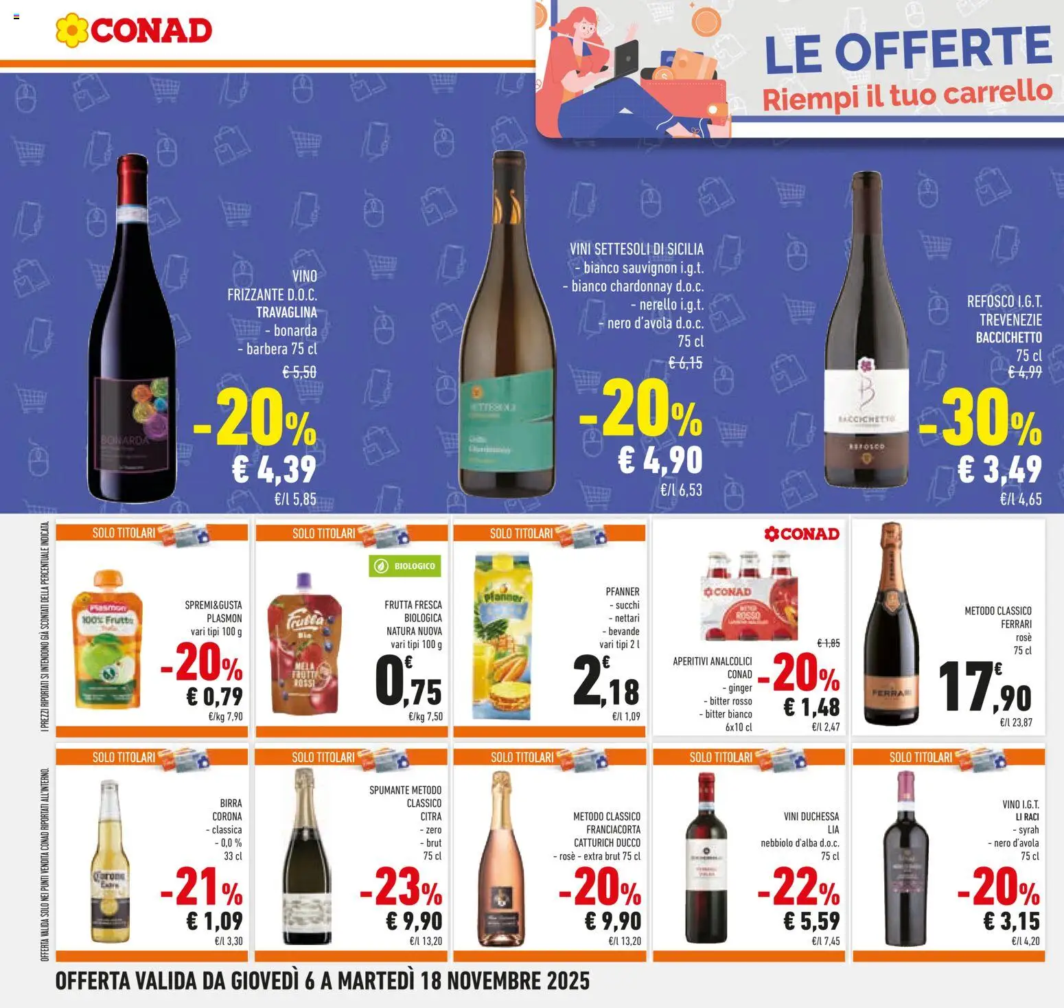 Volantino Conad del 06.11.2025 | Pagina: 36 | Prodotti: Birra, Frutta, Carrello, Spumante