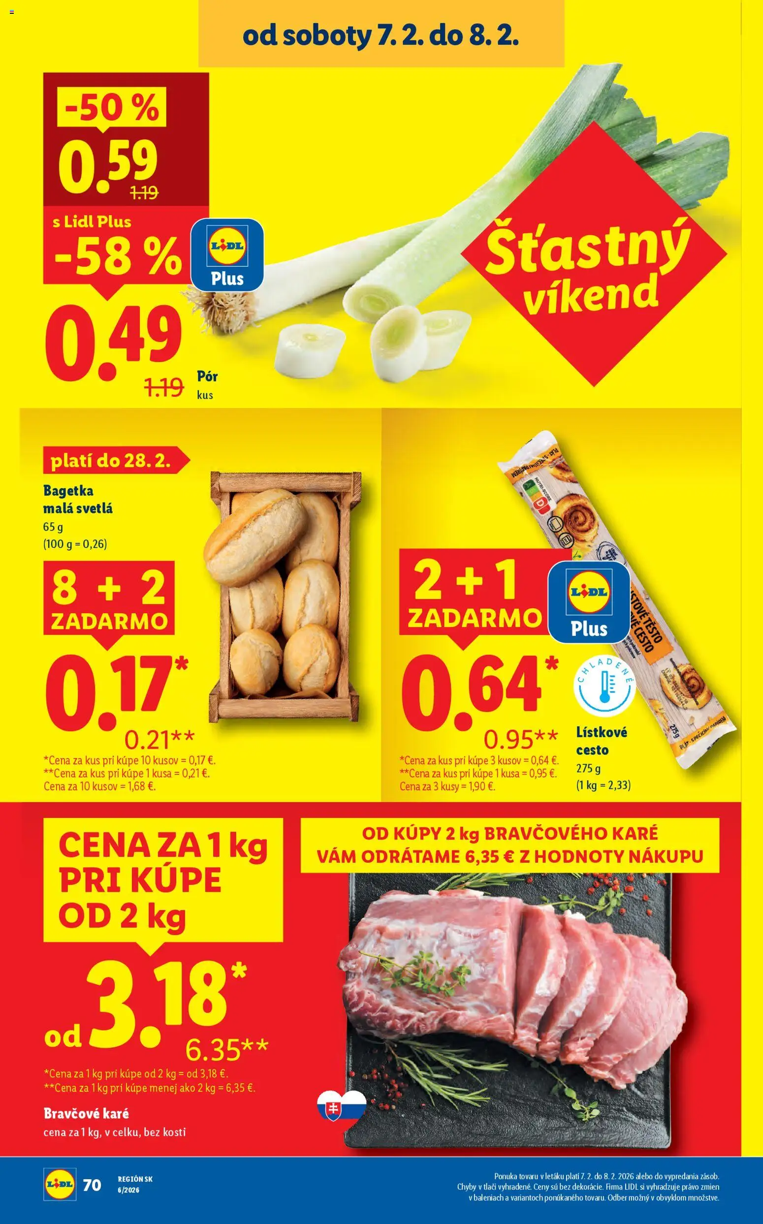 Nové Lidl akcie – leták je platný od 05.02.2026 | Strana: 50 | Produkty: Lístkové cesto, Bravčové karé, Svetlá
