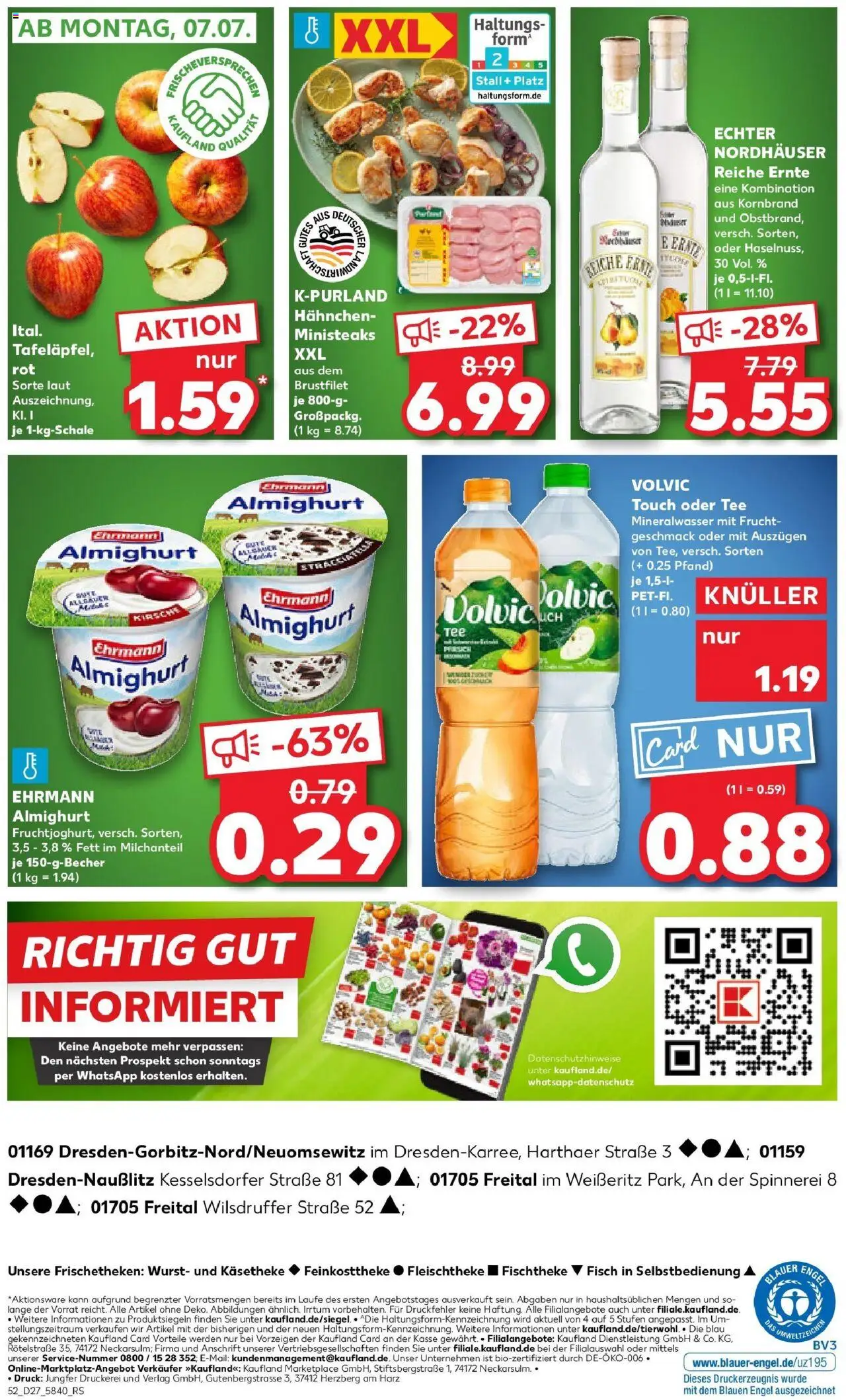 Kaufland prospekt Freital	 - gültig ab dem 03.07.2025 | Seite: 52 | Produkte: Hahnchen, Mineralwasser, Wurst, Volvic