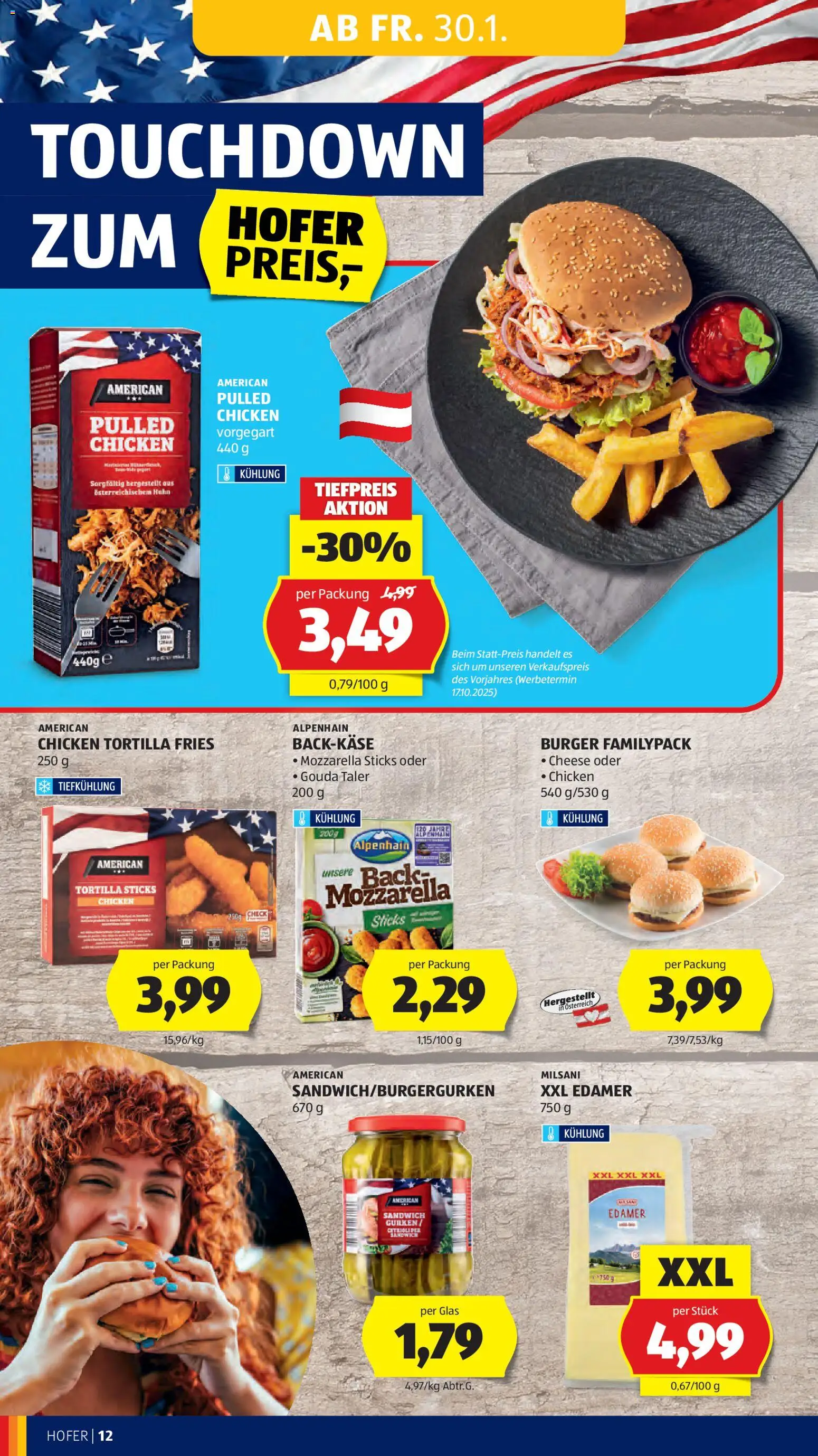 Hofer AT akciós ujság - amely érvényes a következő dátumtól: 30.01.2026 | Oldal: 14 | Termékek: Mozzarella, Tortilla, Gouda