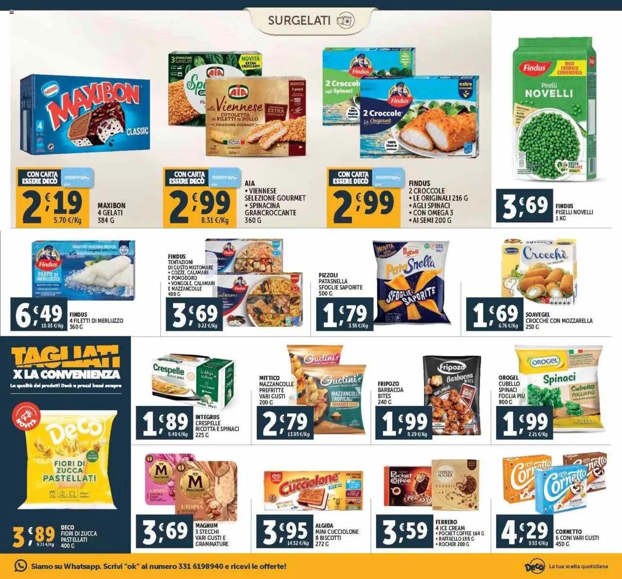 Volantino Decò del 12.09.2025 | Pagina: 15 | Prodotti: Cornetto, Merluzzo, Mazzancolle, Pomodoro