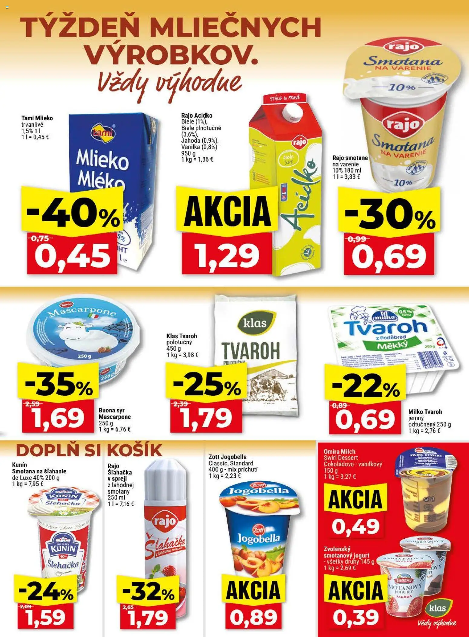 Nové Klas akcie – leták je platný od 13.04.2026 | Strana: 9 | Produkty: Mlieko, Syr, Acidko, Mascarpone