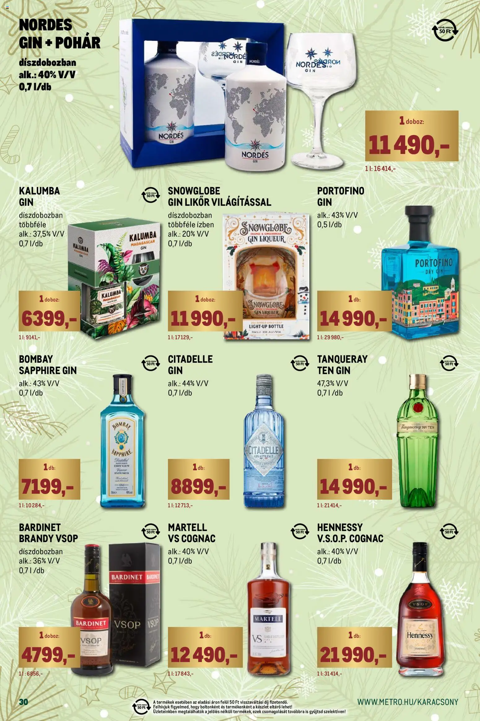 Metro akciós ujság - amely érvényes a következő dátumtól: 01.12.2025 | Oldal: 30 | Termékek: Gin, Likőr, Pohár, Só
