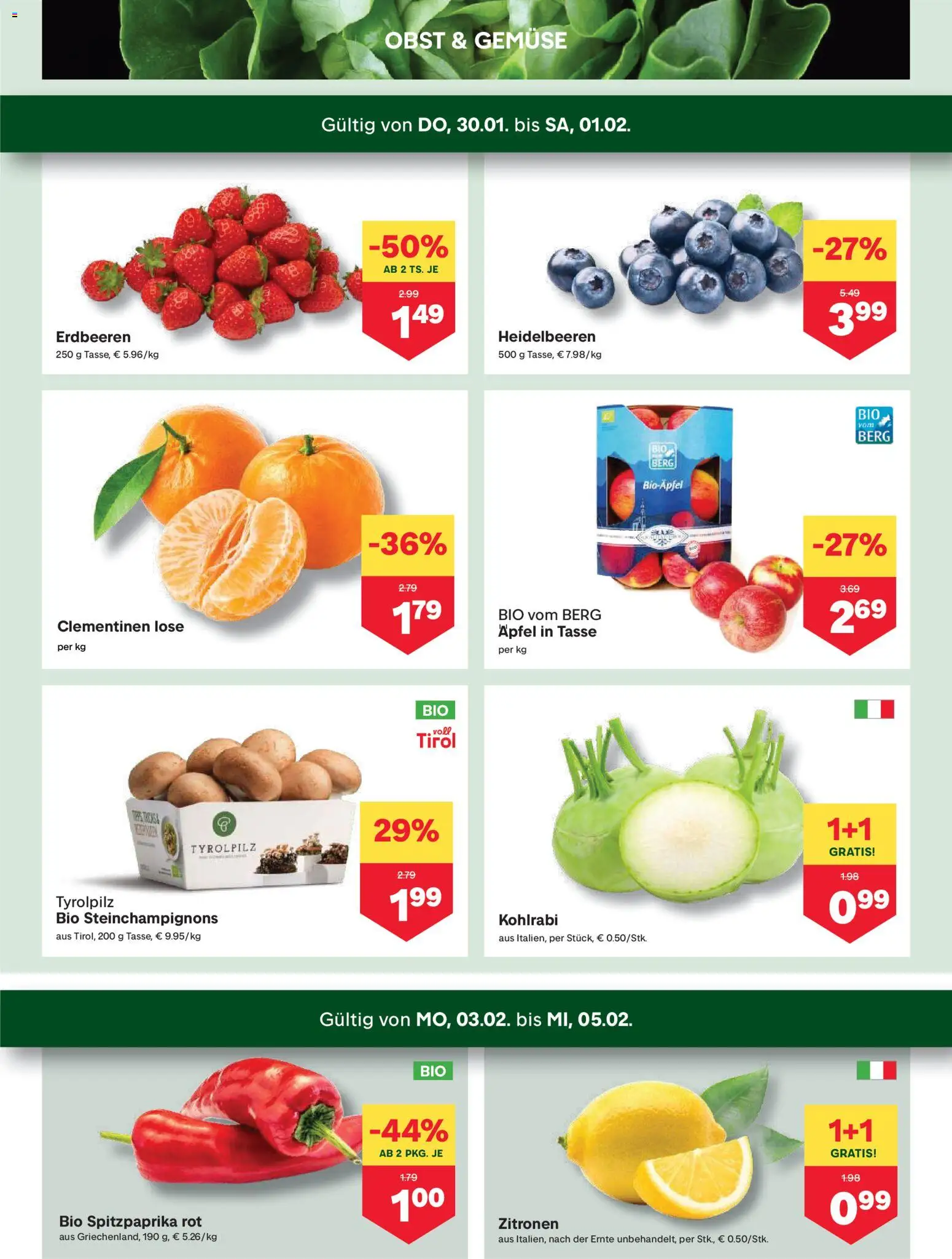 MPREIS Steyr gültig ab 30.01.2026 | Seite: 2 | Produkte: Erdbeeren, Gemüse, Obst, Äpfel