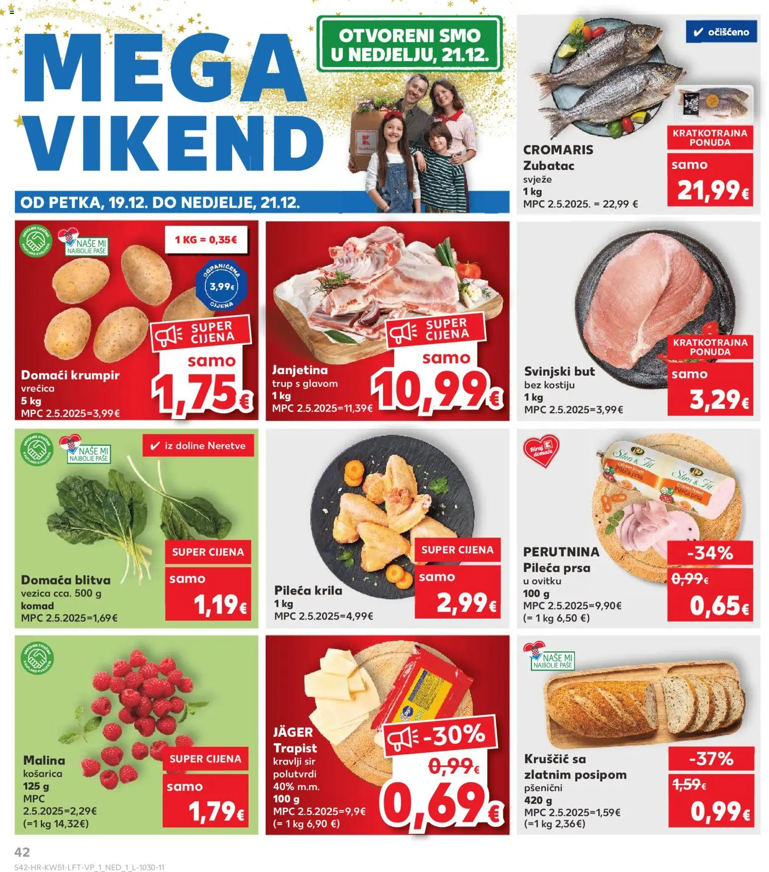 Kaufland katalog | vrijedi od 17.12.2025 | Stranica: 42 | Proizvodi: Janjetina, Pileća krila, Trapist, Krumpir