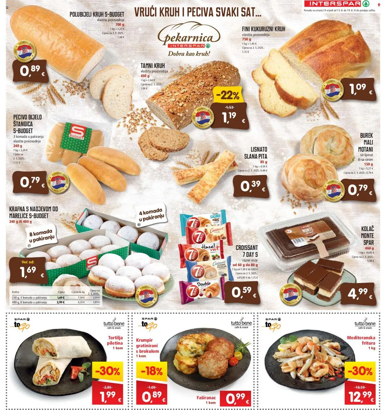 Interspar katalog | vrijedi od 13.08.2025 | Stranica: 9 | Proizvodi: Piletina, Pita, Marelice, Burek