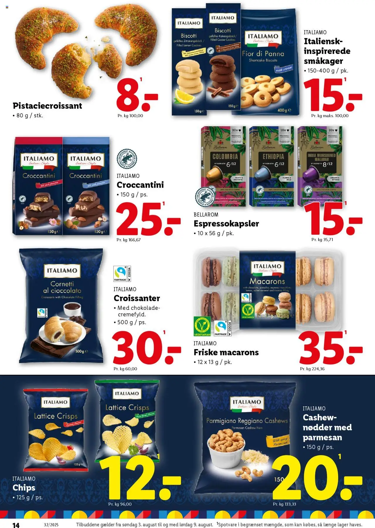 Lidl Tilbudsavis gyldig fra 03.08.2025 | Side: 14 | Produkter: Croissanter, Chokolade, Nødder, Småkager