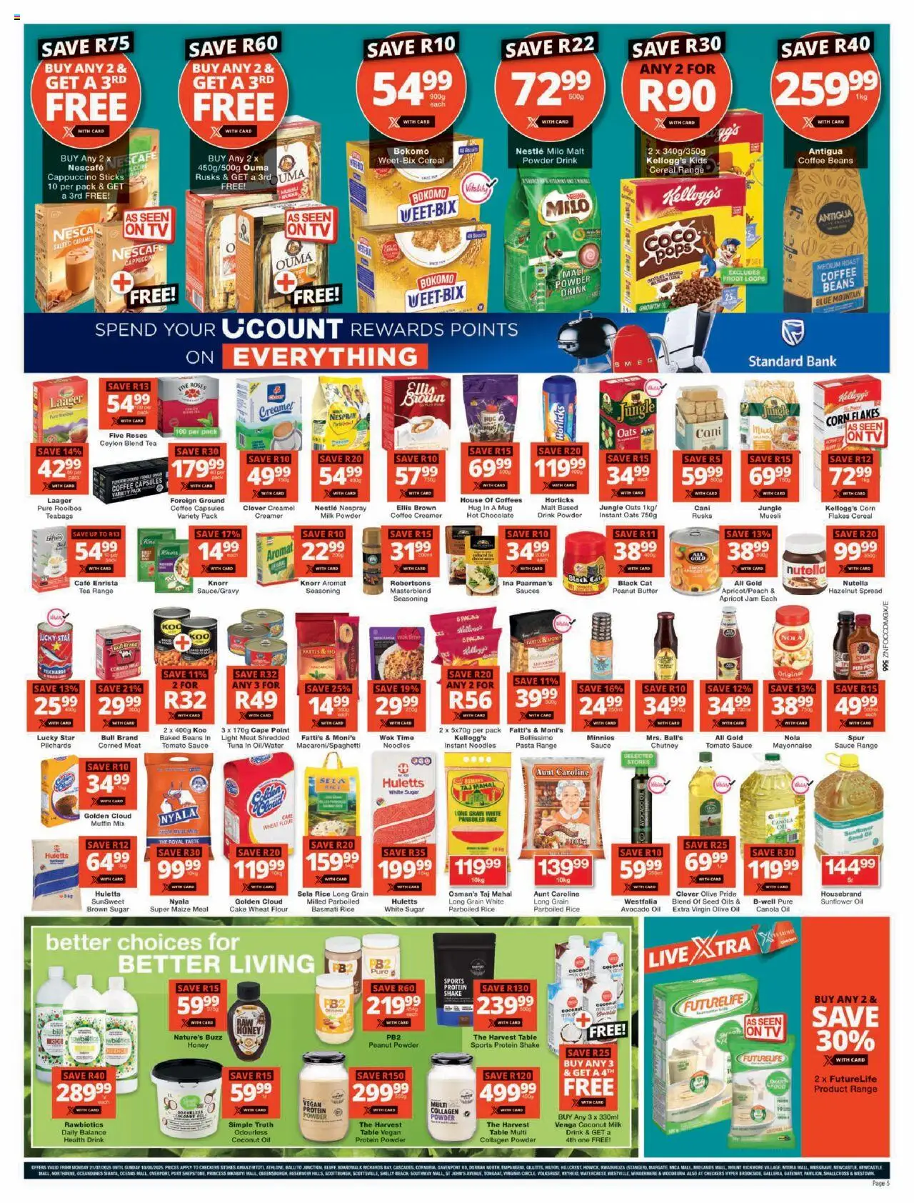Checkers KwaZulu-Natal - July Month-End Promotion │ valid from 21.07.2025 | Page: 5 | Products: Corn, Detergente líquido, Hot chocolate, Noodles