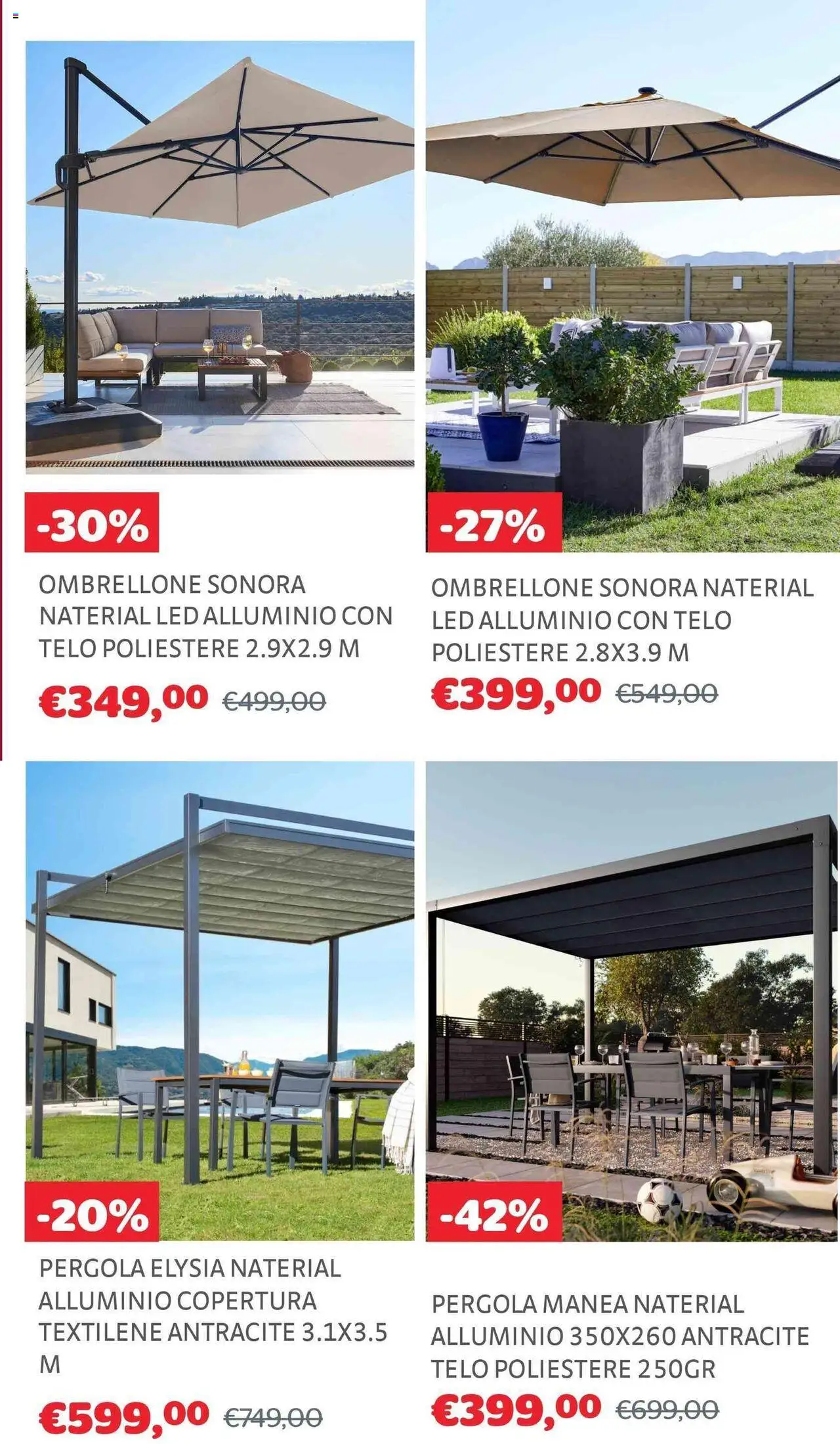 Volantino Brico Center del 30.07.2025 | Pagina: 26 | Prodotti: Ombrellone, Pergola, Alluminio