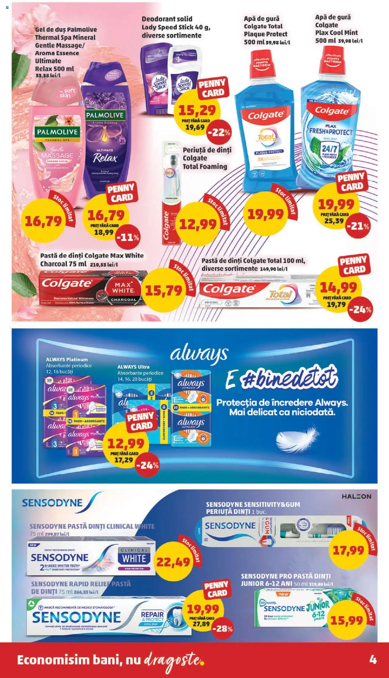 Catalog PENNY – valabil de la 27.08.2025 | Pagină: 4 | Produse: Gel de duș, Periuță de dinți, Absorbante, Apă