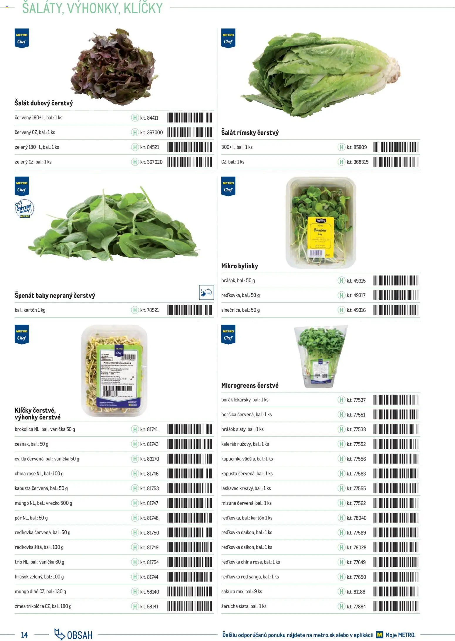 Nové Metro akcie – leták je platný od 01.01.2025 | Strana: 14 | Produkty: Kapusta, Hrášok, Cvikla, Šalát