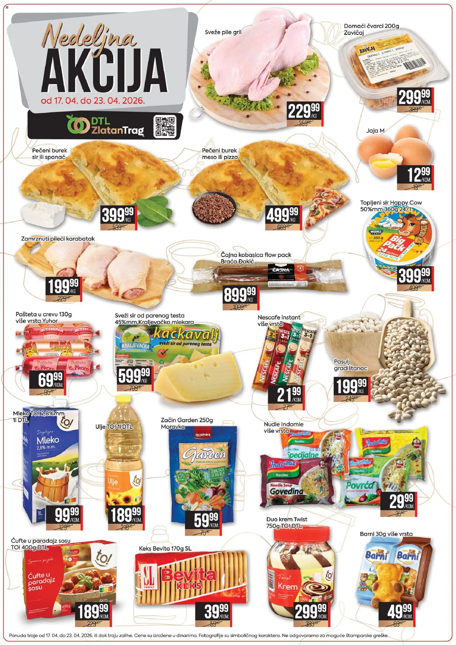 Zlatan Trag katalog - važi od 22.04.2026 | Strana: 1 | Proizvode: Spanać, Topljeni sir, Paradajz, Nescafé